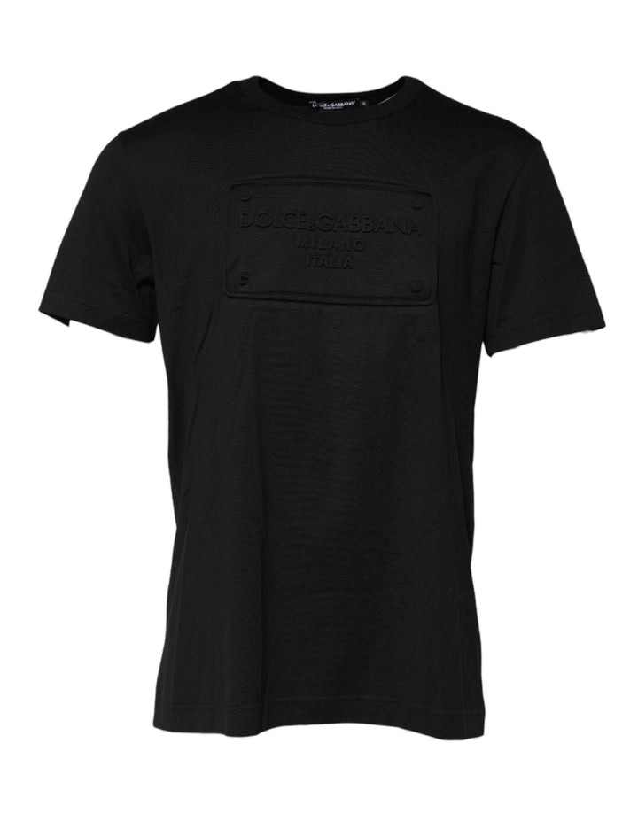 Dolce & Gabbana Black Embossed Logo Cotton Crew Neck T-shirt - RIMODA