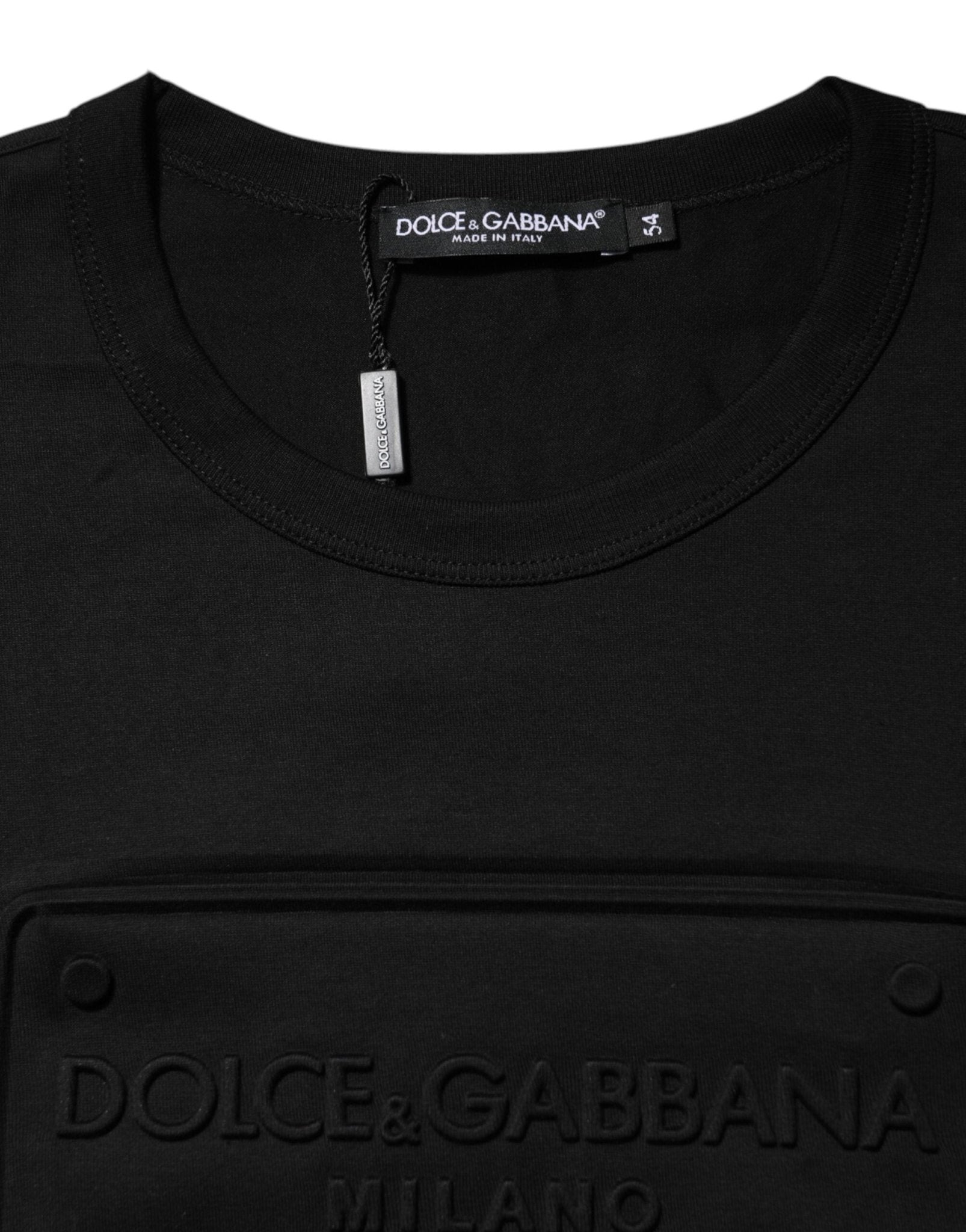 Dolce & Gabbana Black Embossed Logo Cotton Crew Neck T-shirt - RIMODA