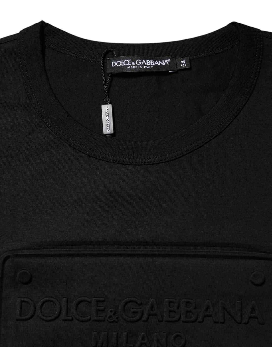 Dolce & Gabbana Black Embossed Logo Cotton Crew Neck T-shirt - RIMODA