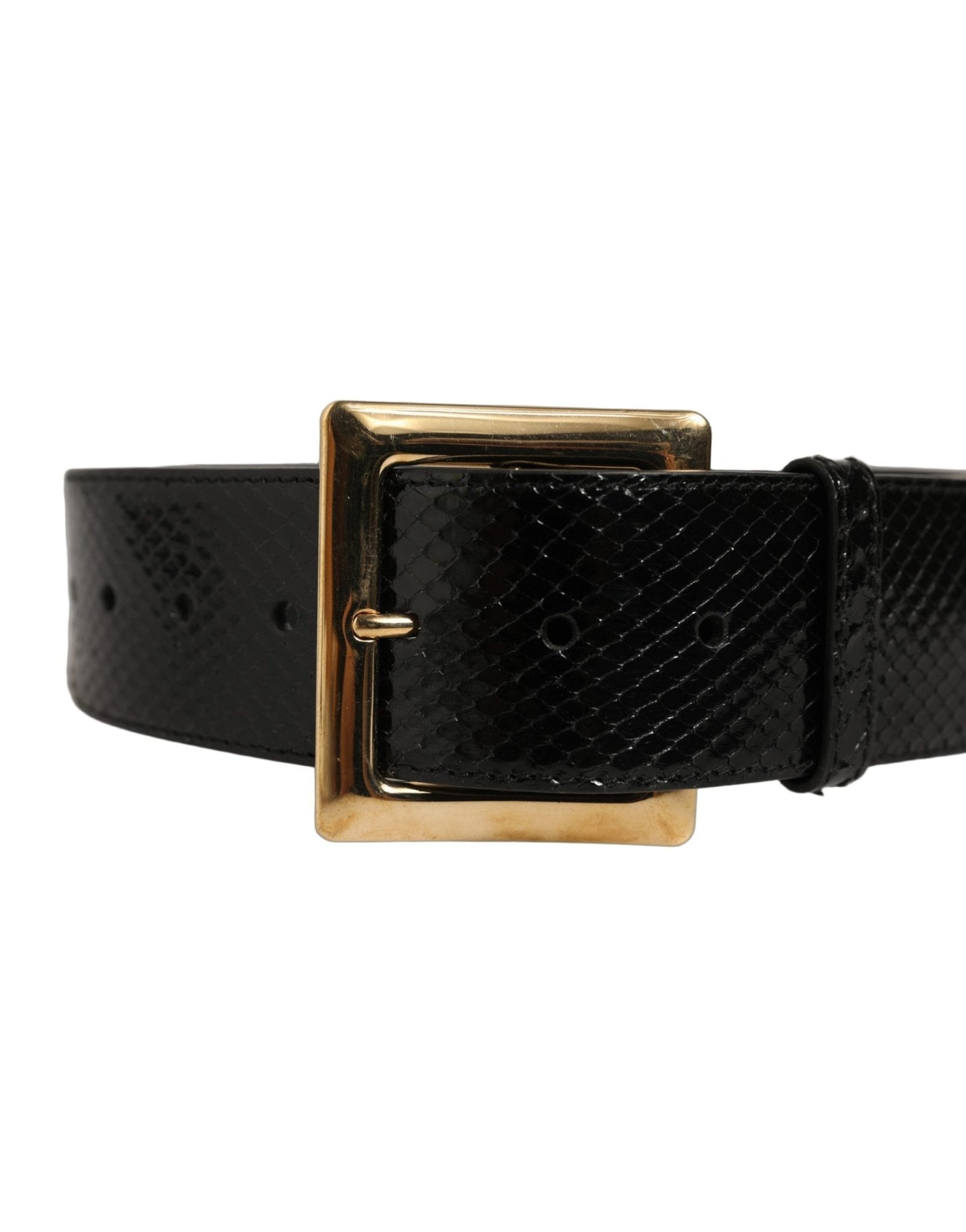 Dolce & Gabbana Black Exotic Leather Gold Metal Buckle Belt - RIMODA