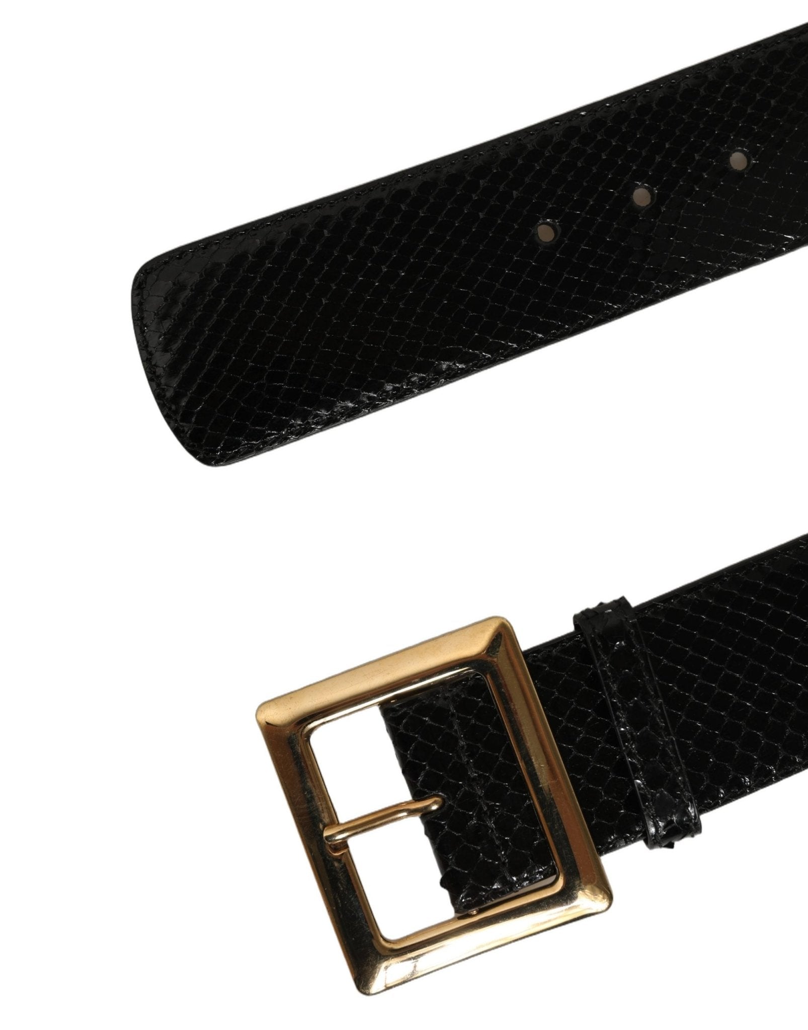 Dolce & Gabbana Black Exotic Leather Gold Metal Buckle Belt - RIMODA