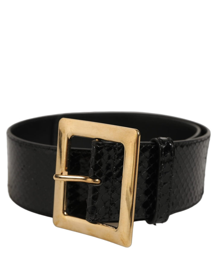 Dolce & Gabbana Black Exotic Leather Gold Metal Buckle Belt - RIMODA
