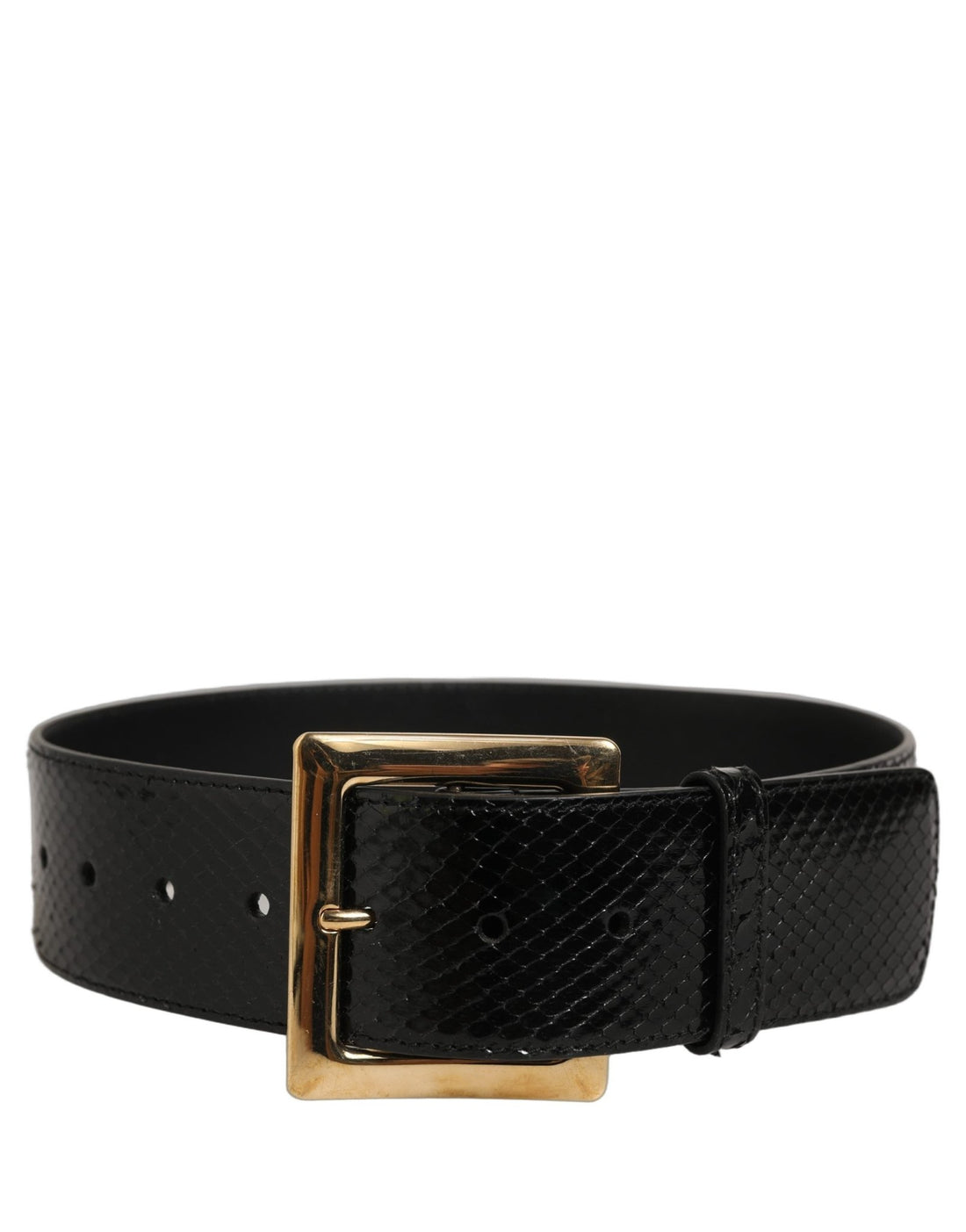 Dolce & Gabbana Black Exotic Leather Gold Metal Buckle Belt - RIMODA