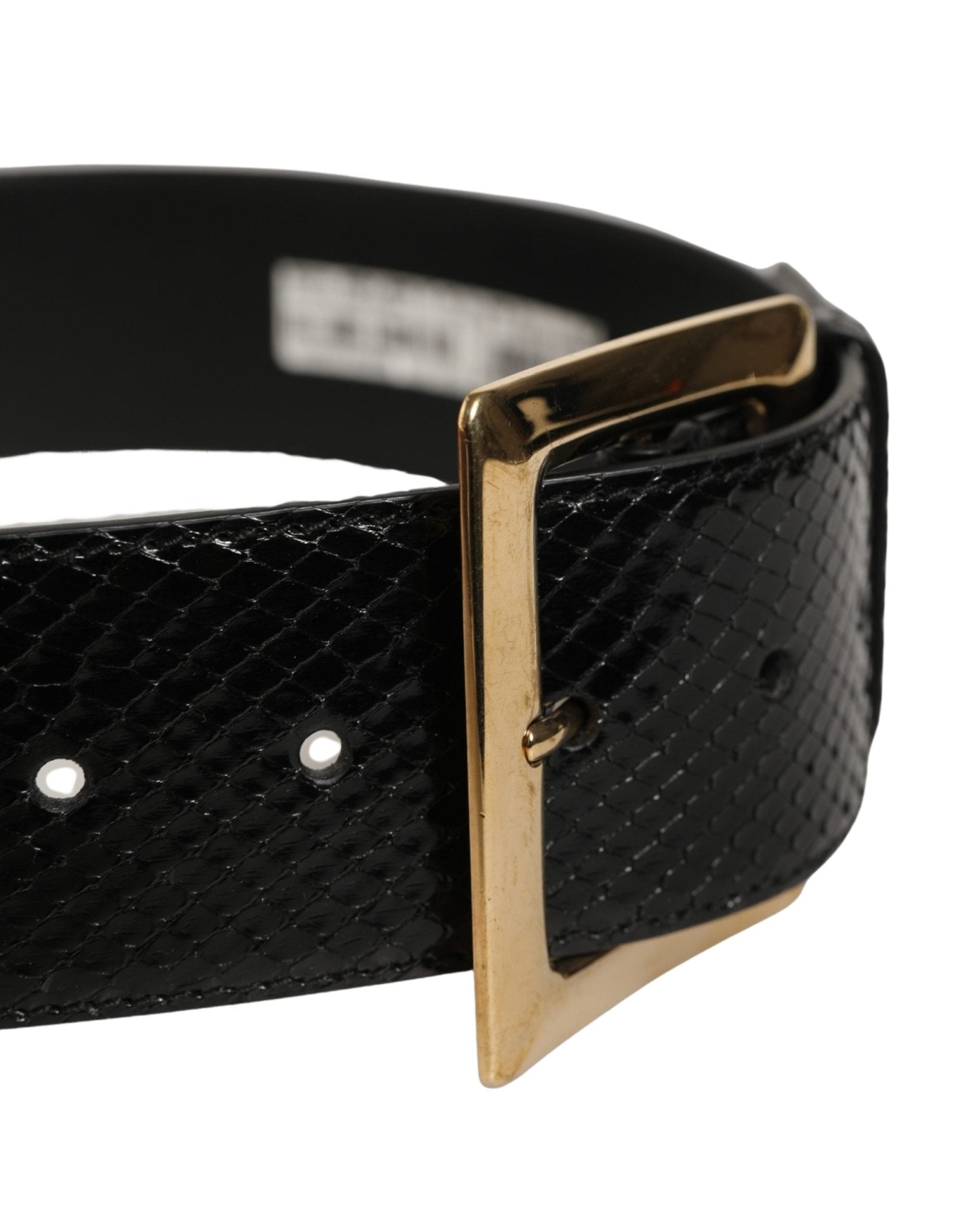 Dolce & Gabbana Black Exotic Leather Gold Metal Buckle Belt - RIMODA