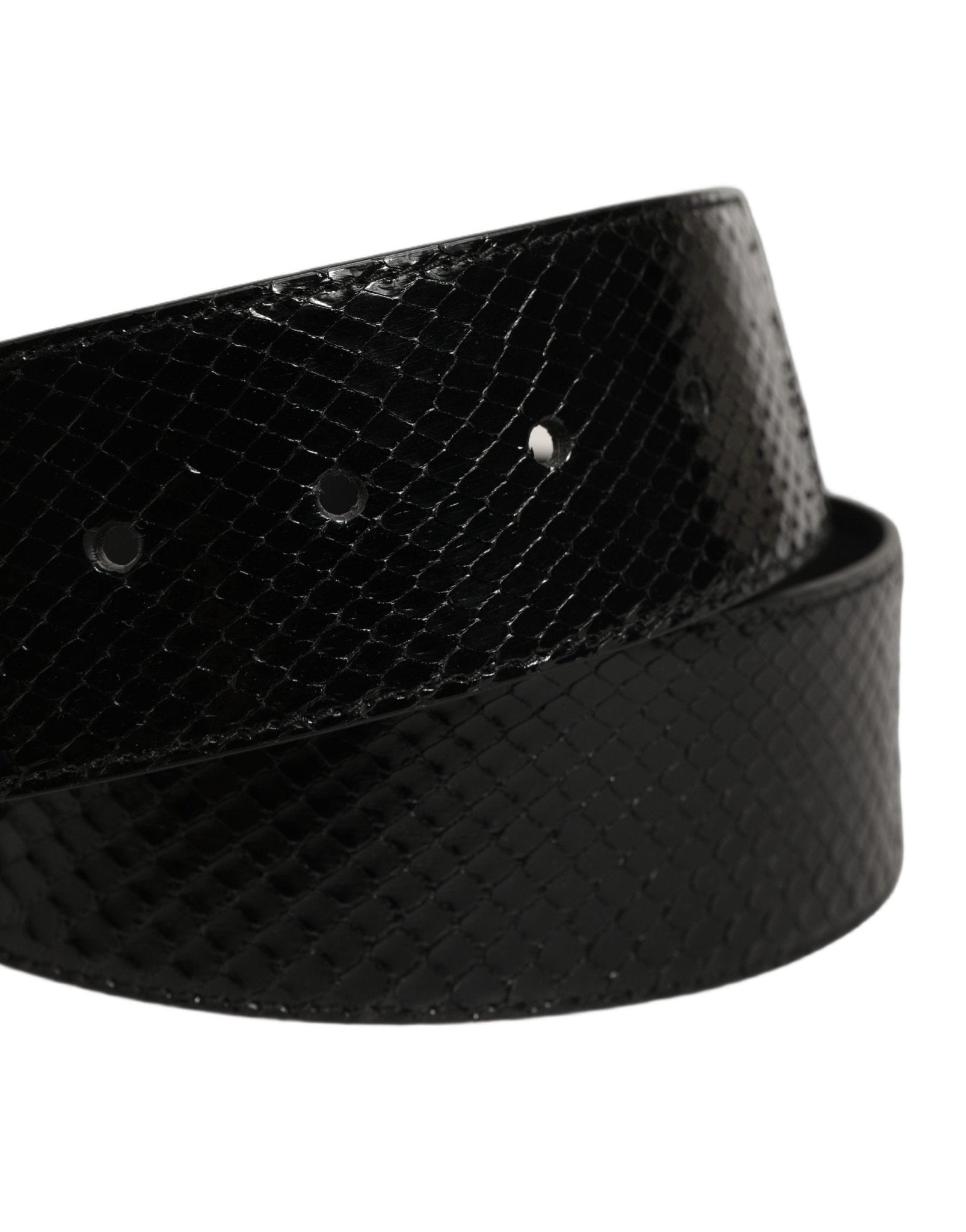 Dolce & Gabbana Black Exotic Leather Gold Metal Buckle Belt - RIMODA
