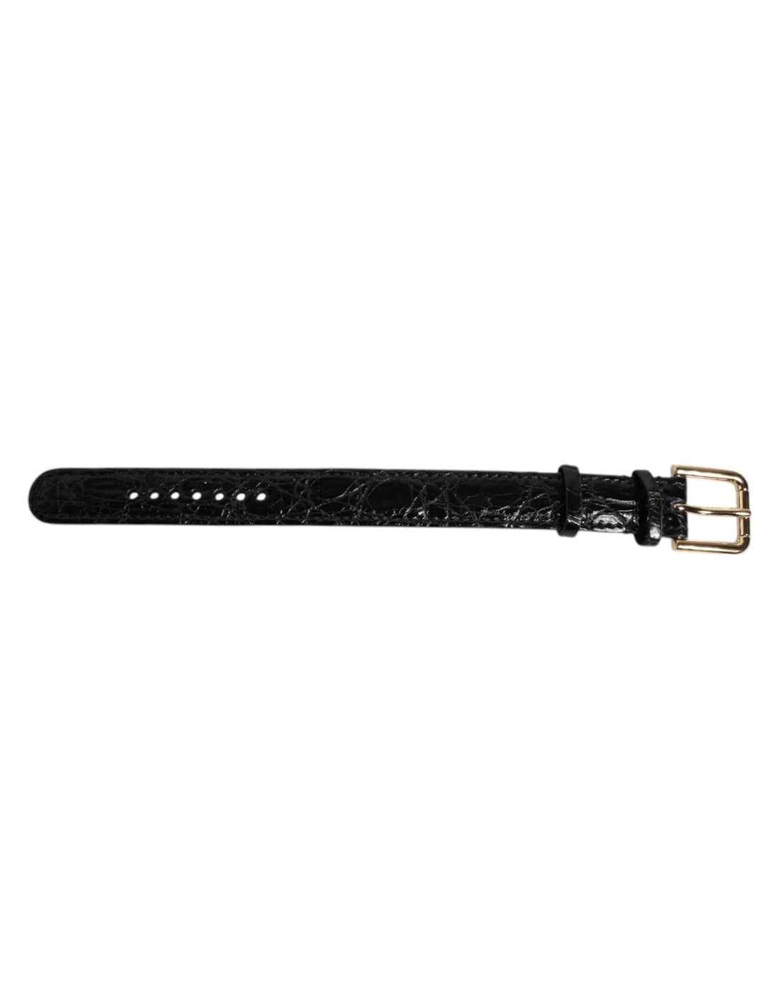 Dolce & Gabbana Black Exotic Leather Gold Tone Metal Buckle Armband - RIMODA