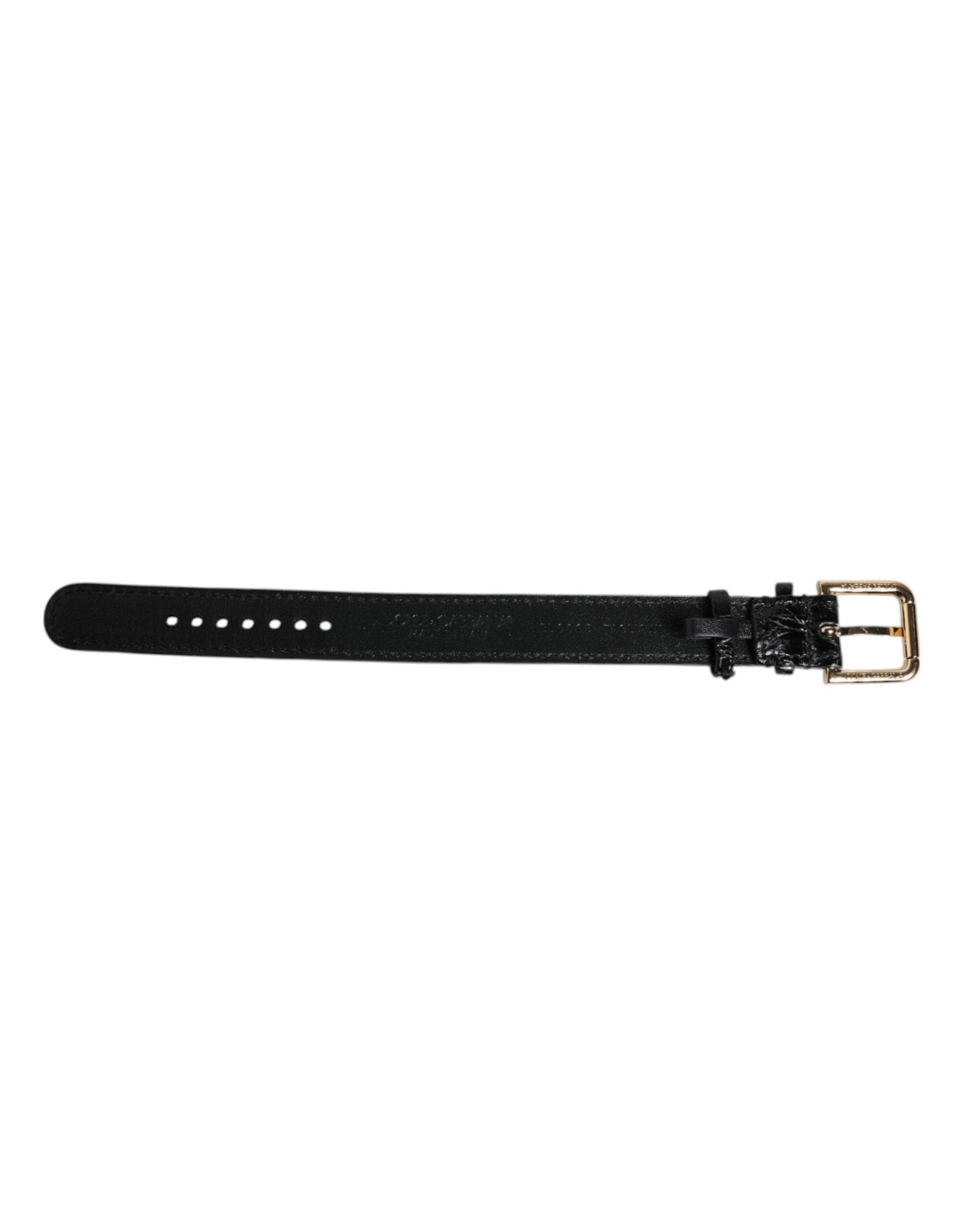 Dolce & Gabbana Black Exotic Leather Gold Tone Metal Buckle Armband - RIMODA