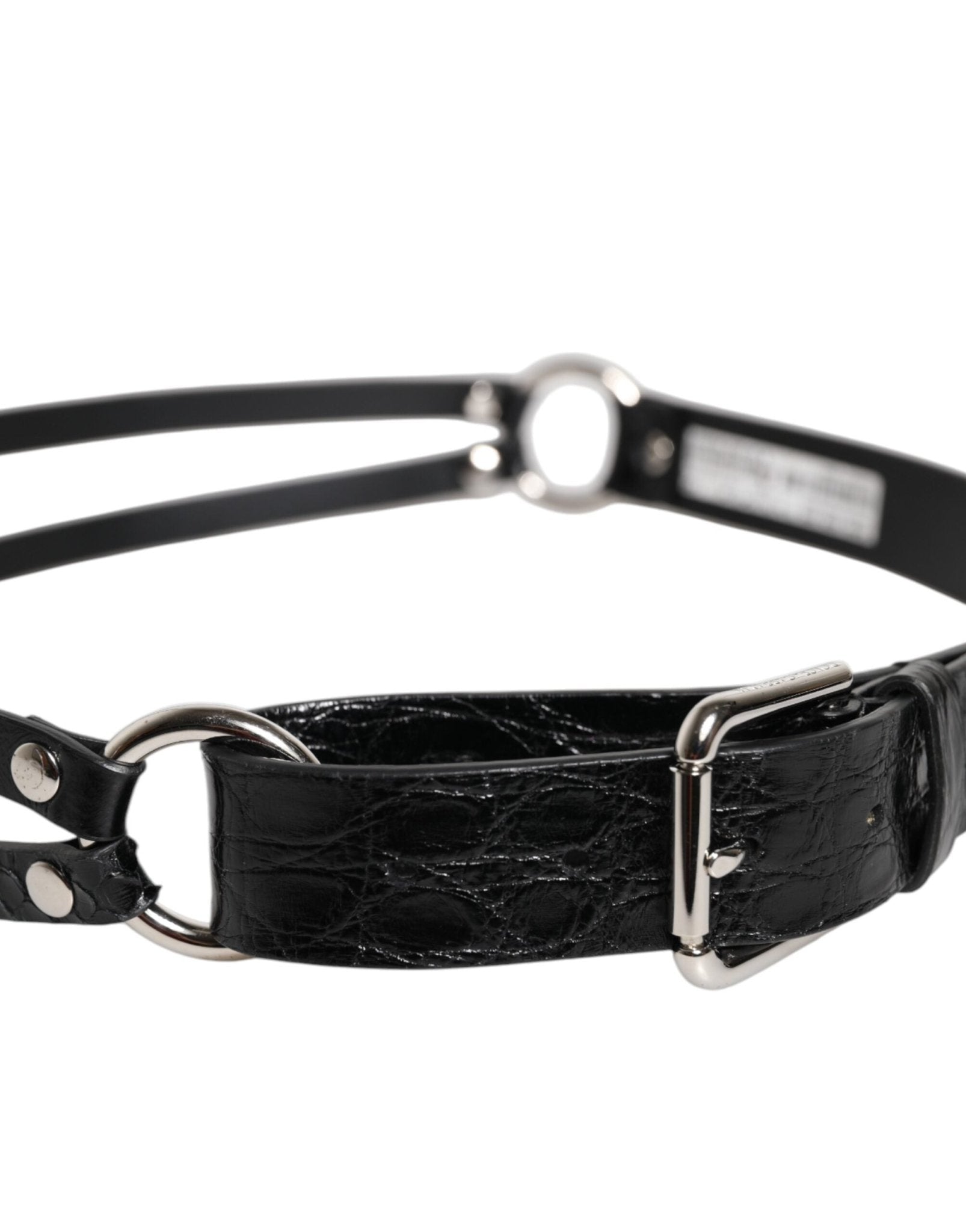 Dolce & Gabbana Black Exotic Leather Metal Logo Buckle Belt - RIMODA