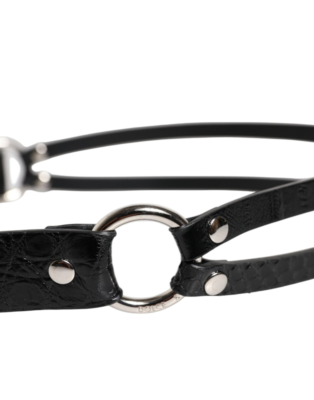 Dolce & Gabbana Black Exotic Leather Metal Logo Buckle Belt - RIMODA