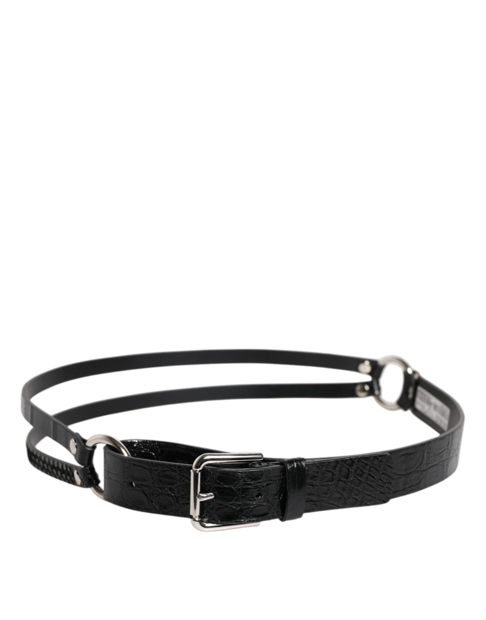 Dolce & Gabbana Black Exotic Leather Metal Logo Buckle Belt - RIMODA