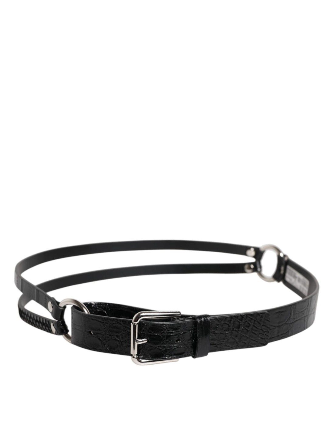 Dolce & Gabbana Black Exotic Leather Metal Logo Buckle Belt - RIMODA