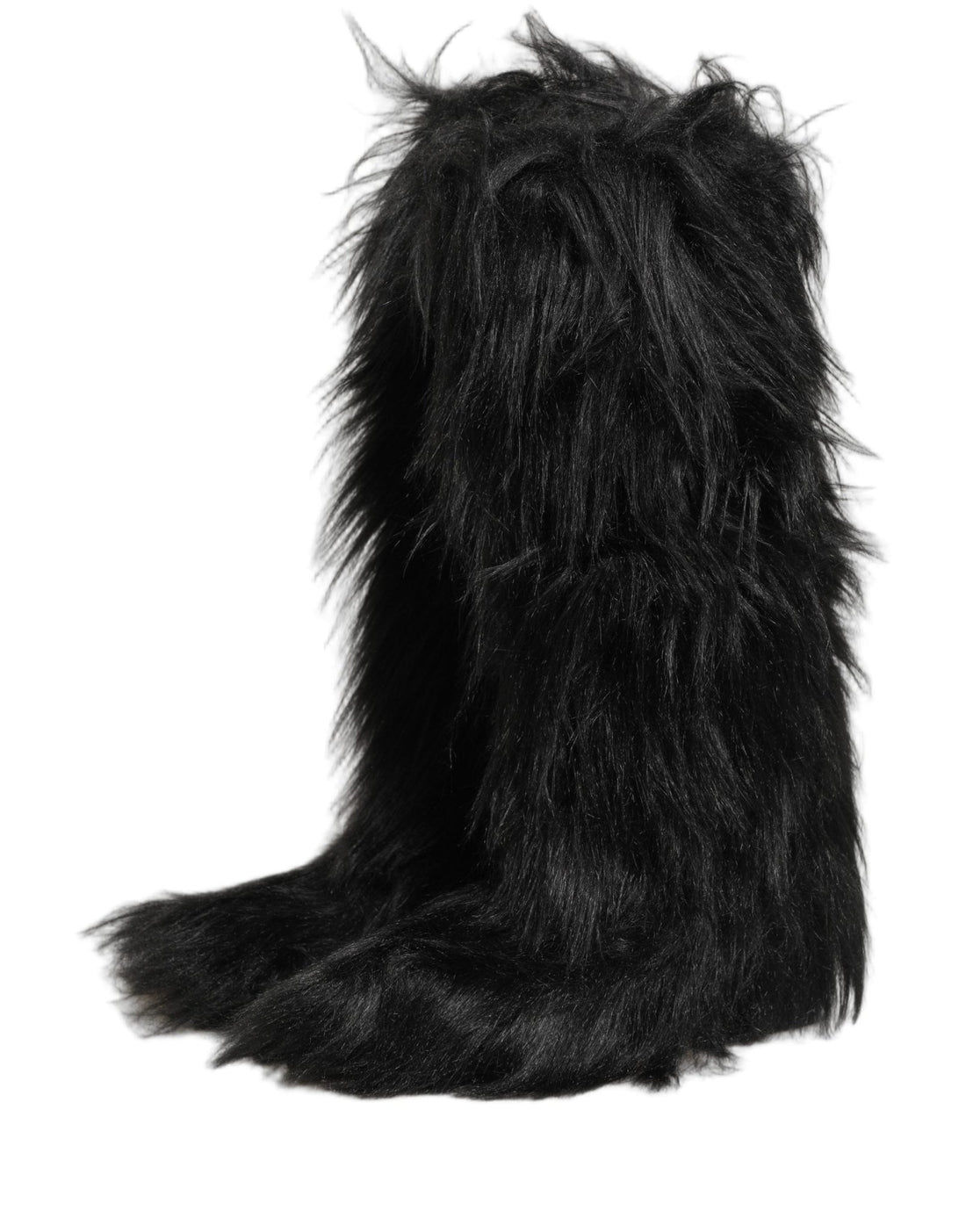 Dolce & Gabbana Black Faux Fur Mid Calf Winter Boots Shoes - RIMODA