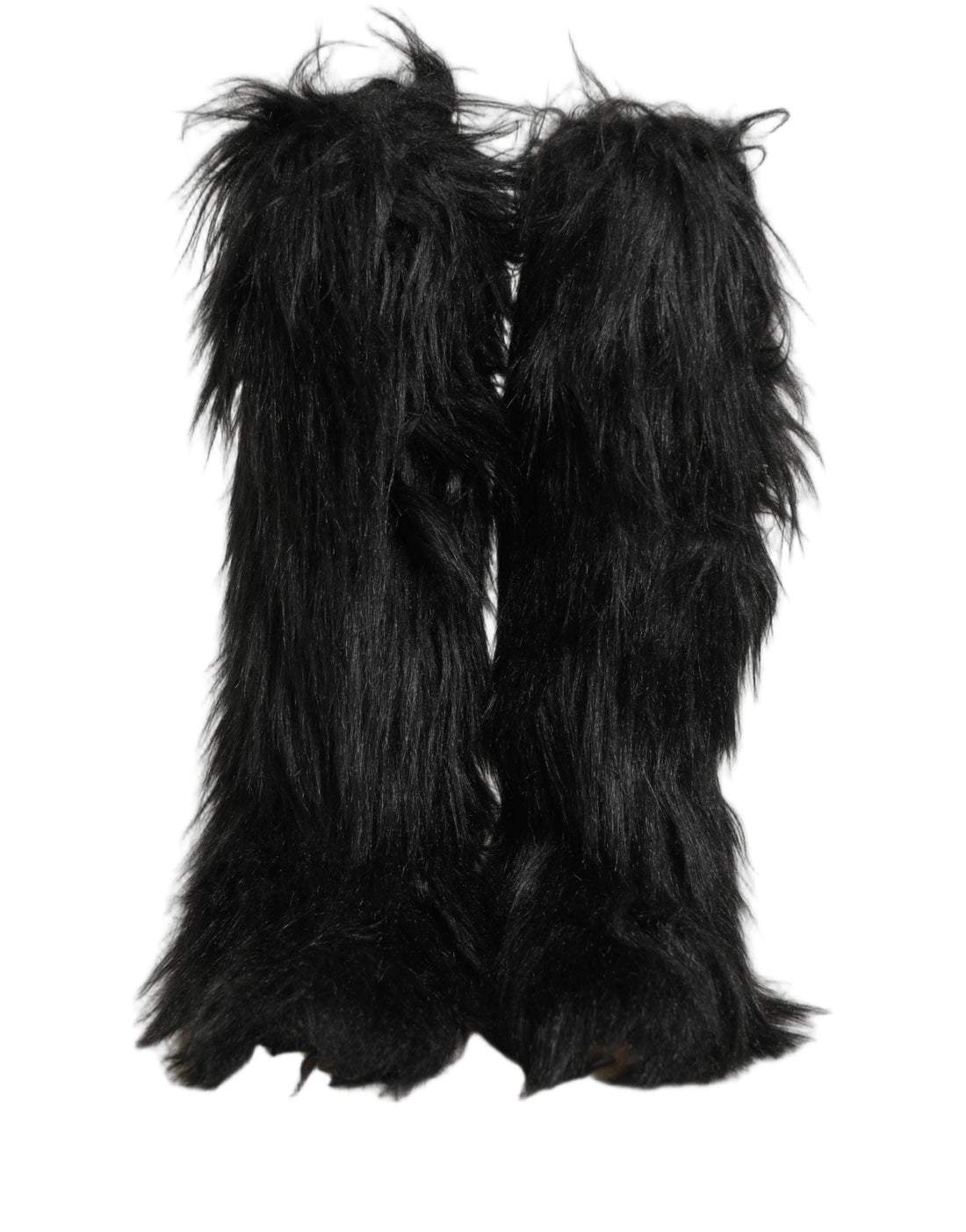 Dolce & Gabbana Black Faux Fur Mid Calf Winter Boots Shoes - RIMODA
