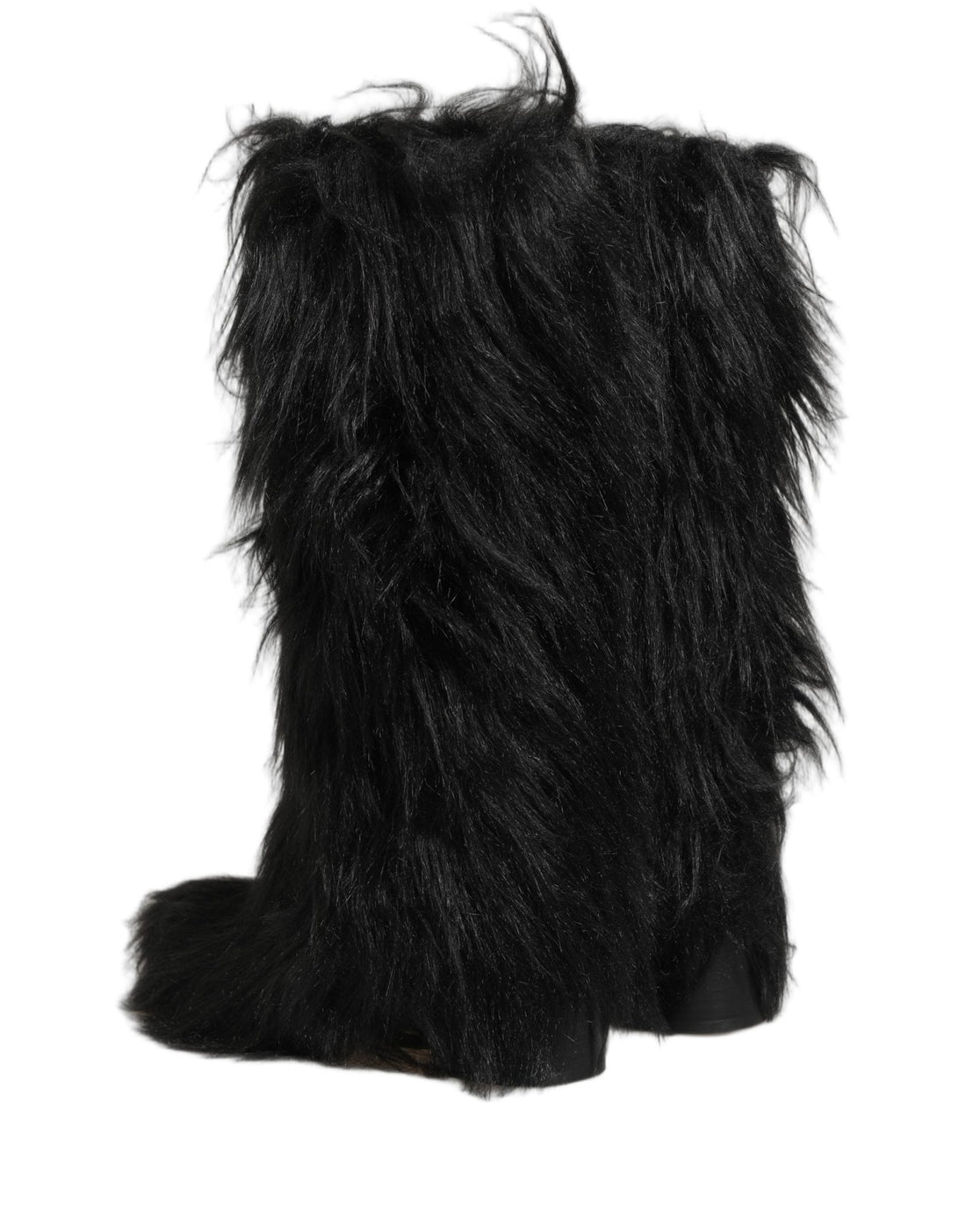 Dolce & Gabbana Black Faux Fur Mid Calf Winter Boots Shoes - RIMODA