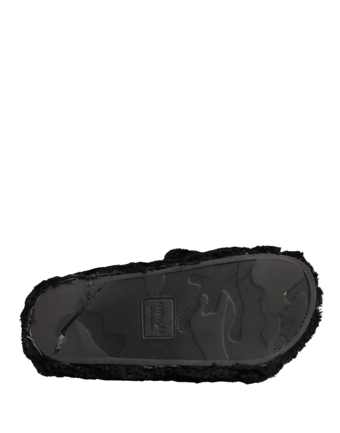 Dolce & Gabbana Black Faux Fur Panther Plush Flat Slides Shoes - RIMODA