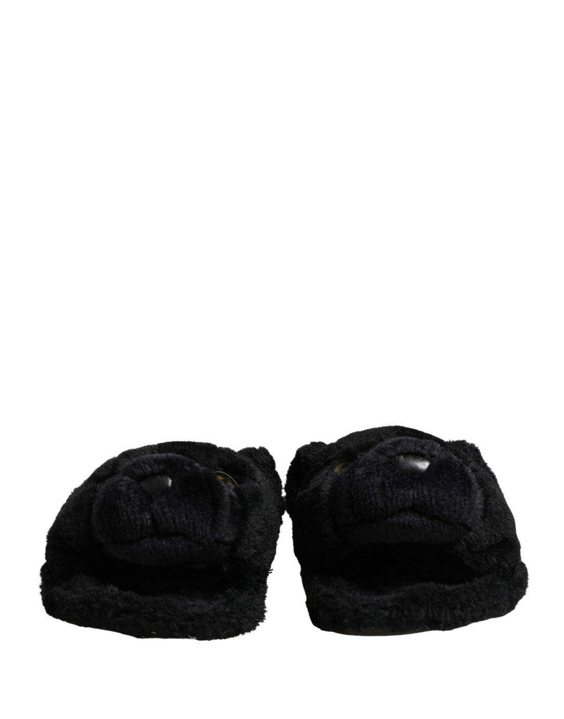 Dolce & Gabbana Black Faux Fur Panther Plush Flat Slides Shoes - RIMODA