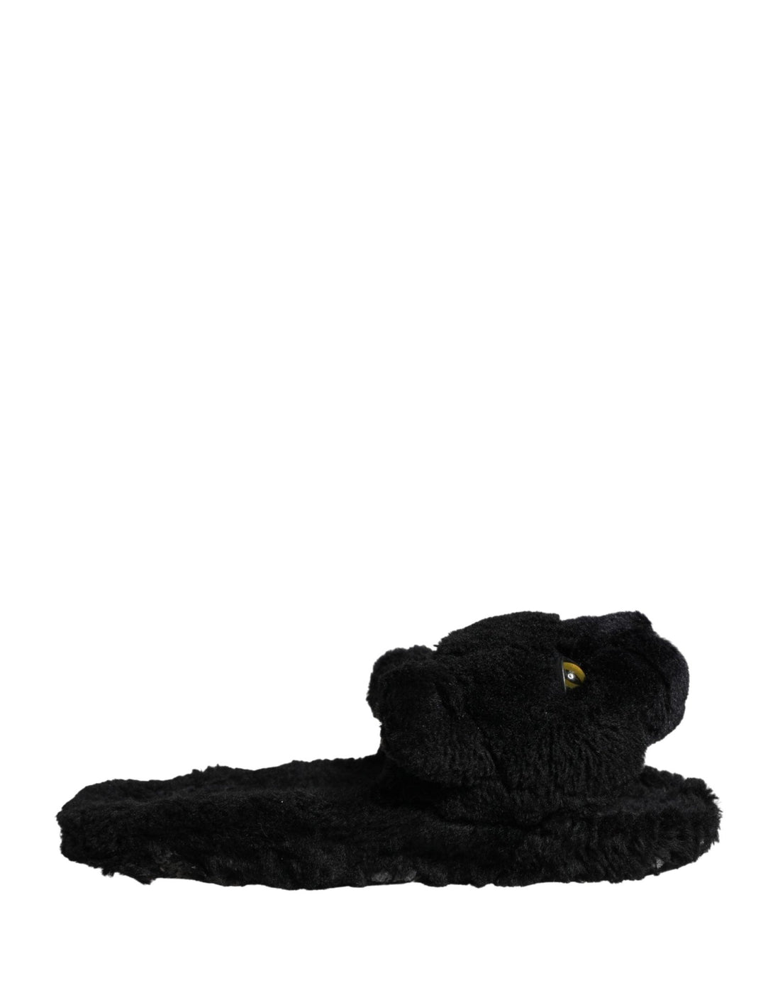 Dolce & Gabbana Black Faux Fur Panther Plush Flat Slides Shoes - RIMODA