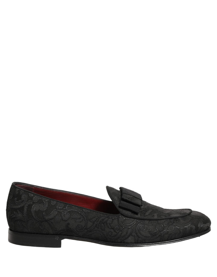 Dolce & Gabbana Black Floral Brocade Men Dress Loafers Shoes - RIMODA