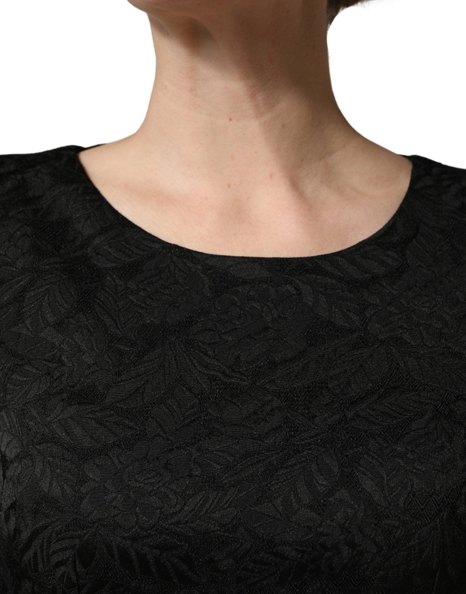 Dolce & Gabbana Black Floral Brocade Sheath Knee Length Dress - RIMODA