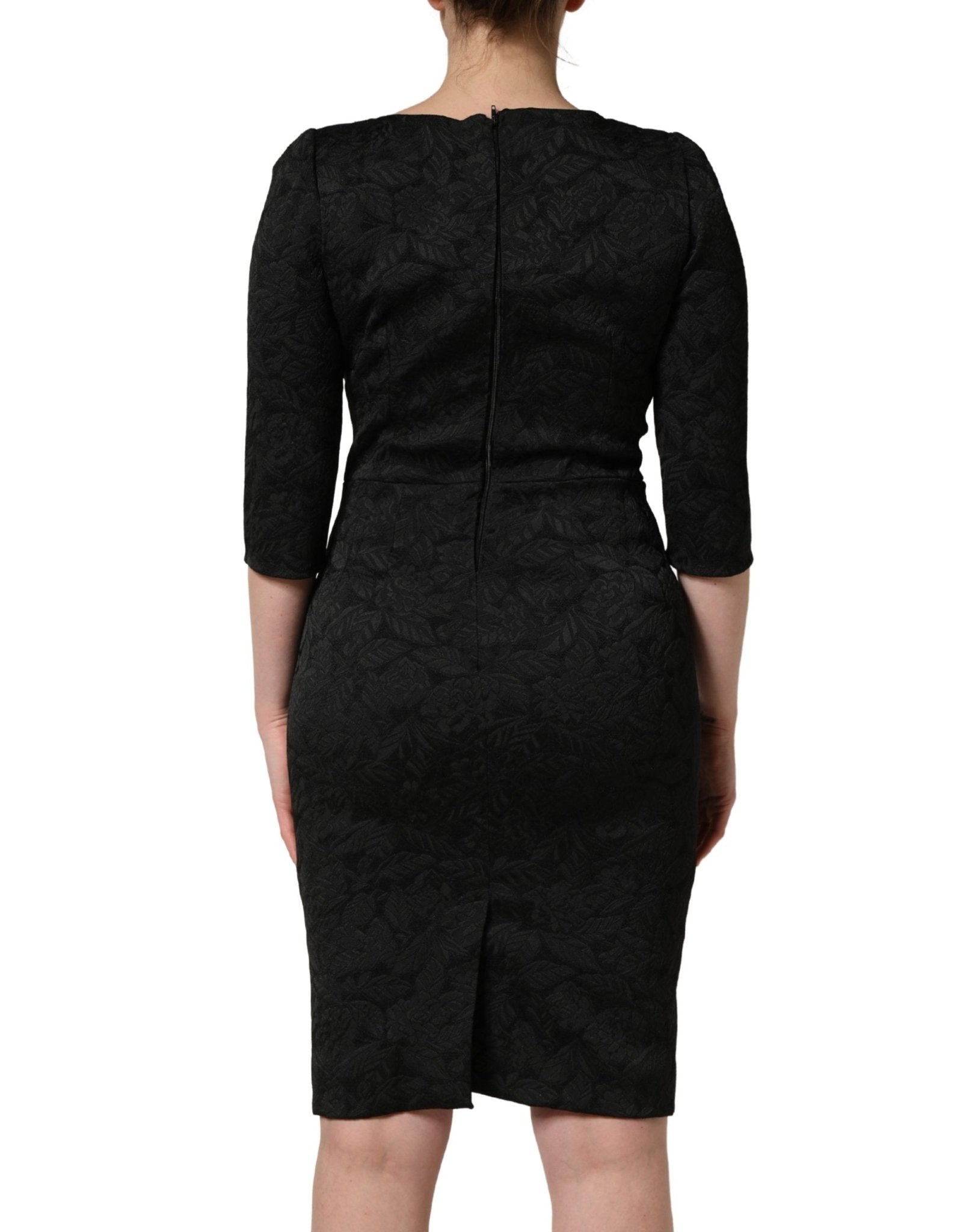 Dolce & Gabbana Black Floral Brocade Sheath Knee Length Dress - RIMODA