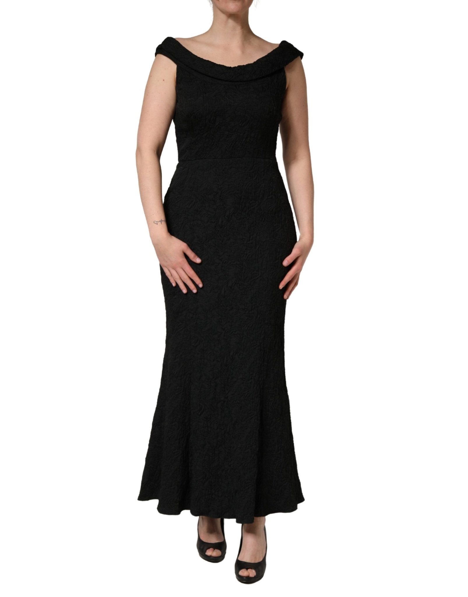 Dolce & Gabbana Black Floral Brocade Sheath Mermaid Dress - RIMODA