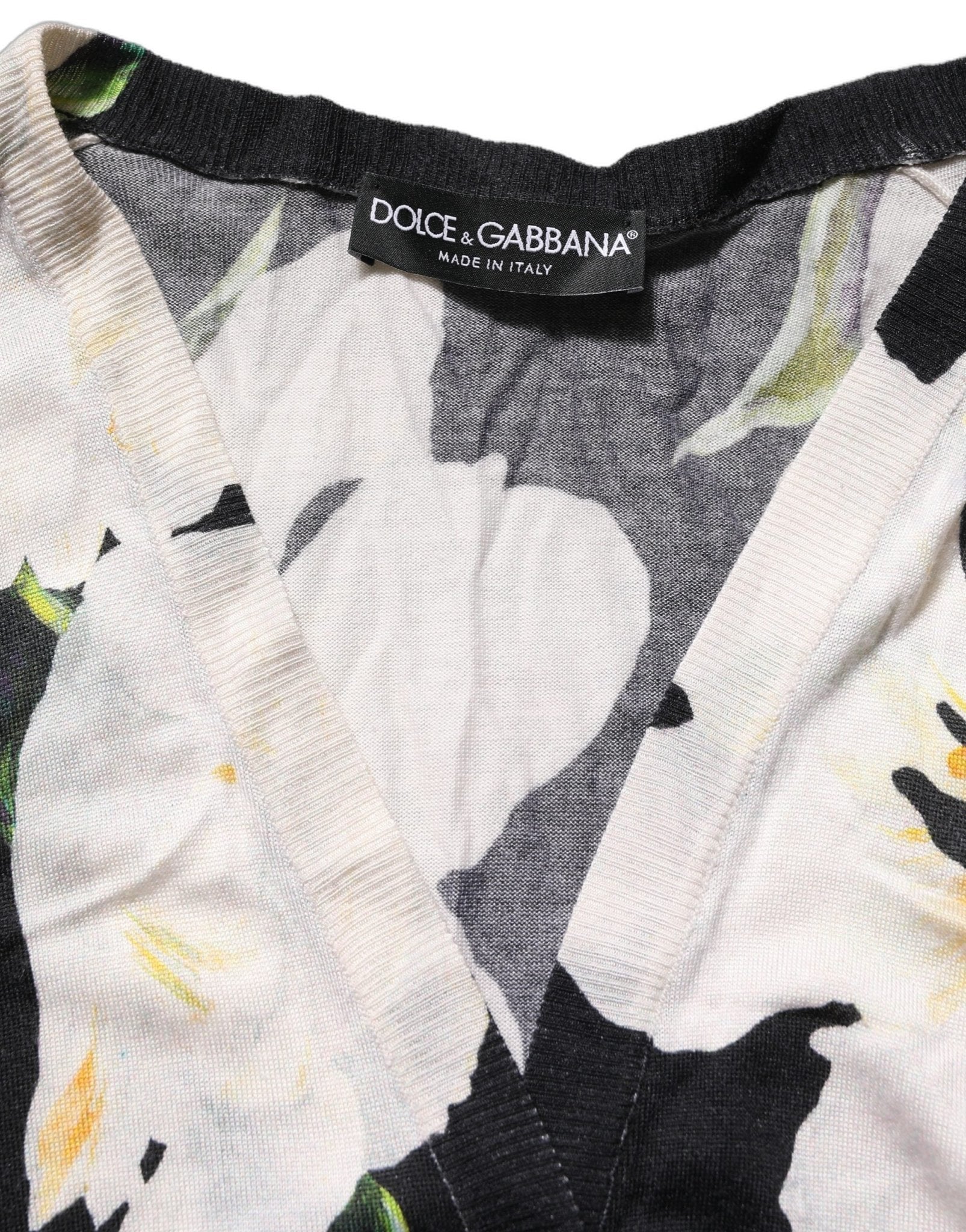 Dolce & Gabbana Black Floral Cashmere Silk Cardigan Sweater - RIMODA