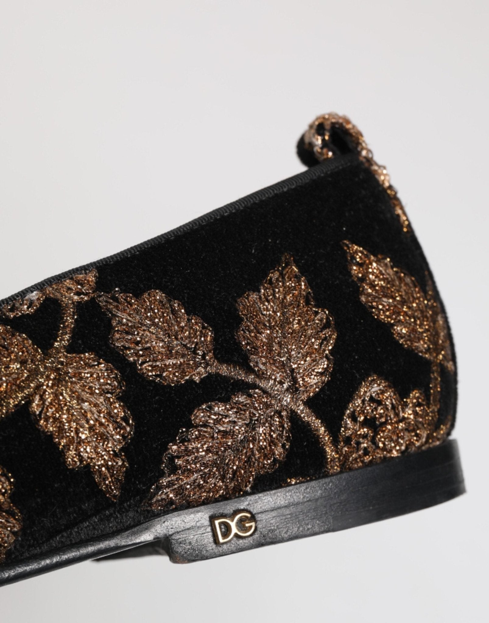 Dolce & Gabbana Black Floral Embroidery Men Loafers Shoes - RIMODA