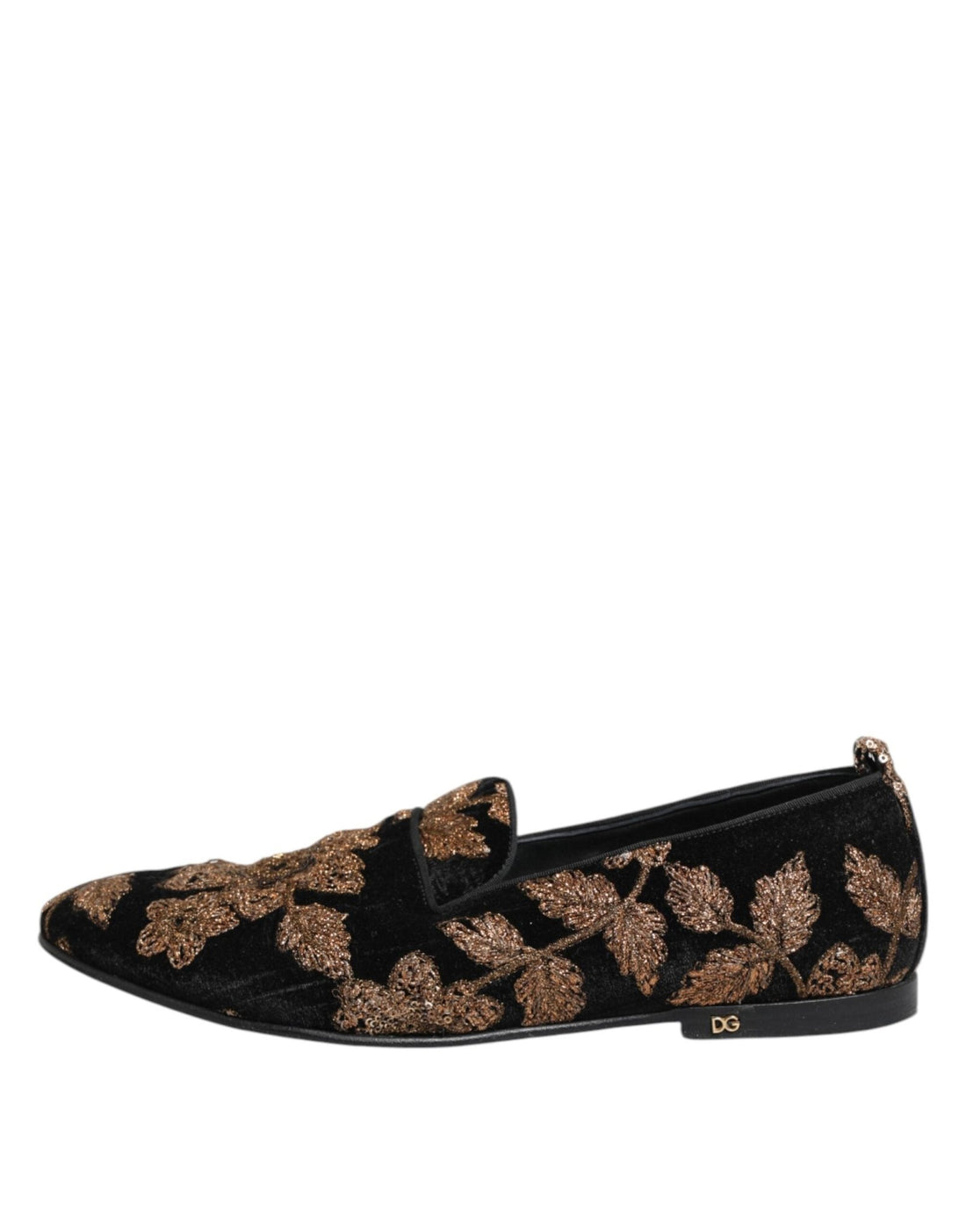 Dolce & Gabbana Black Floral Embroidery Men Loafers Shoes - RIMODA