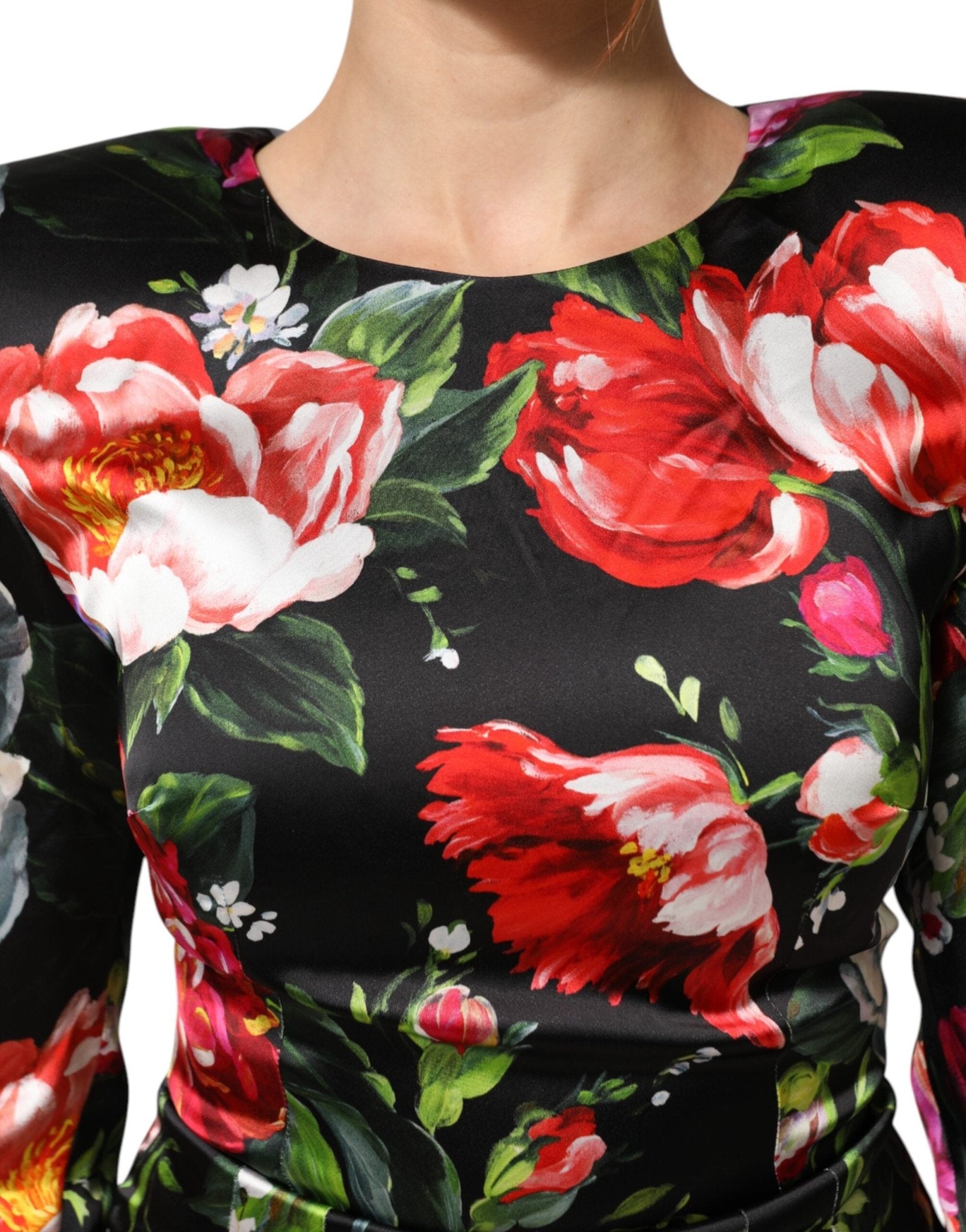 Dolce & Gabbana Black Floral Fiori Pittorici Bodycon Dress - RIMODA