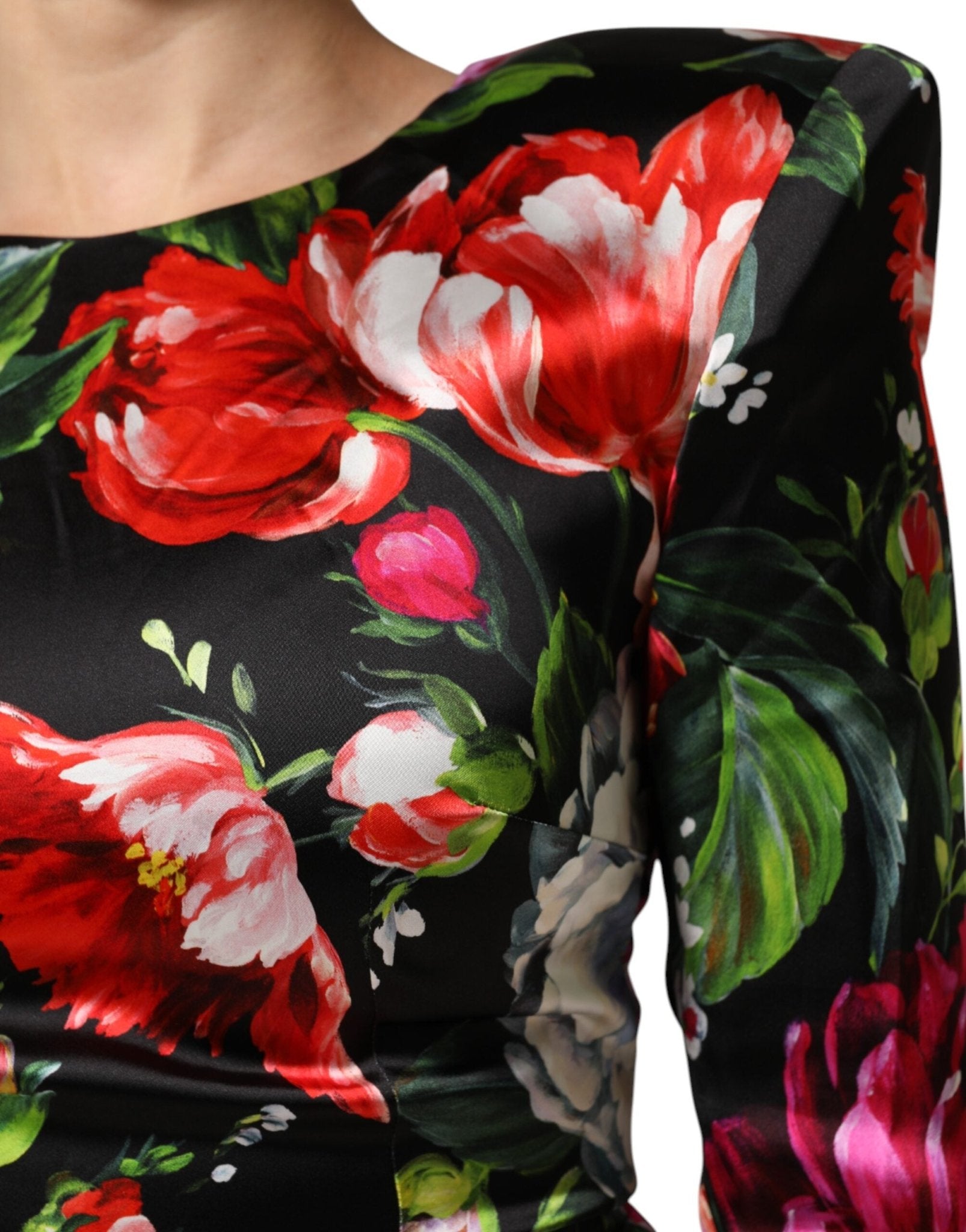 Dolce & Gabbana Black Floral Fiori Pittorici Bodycon Dress - RIMODA