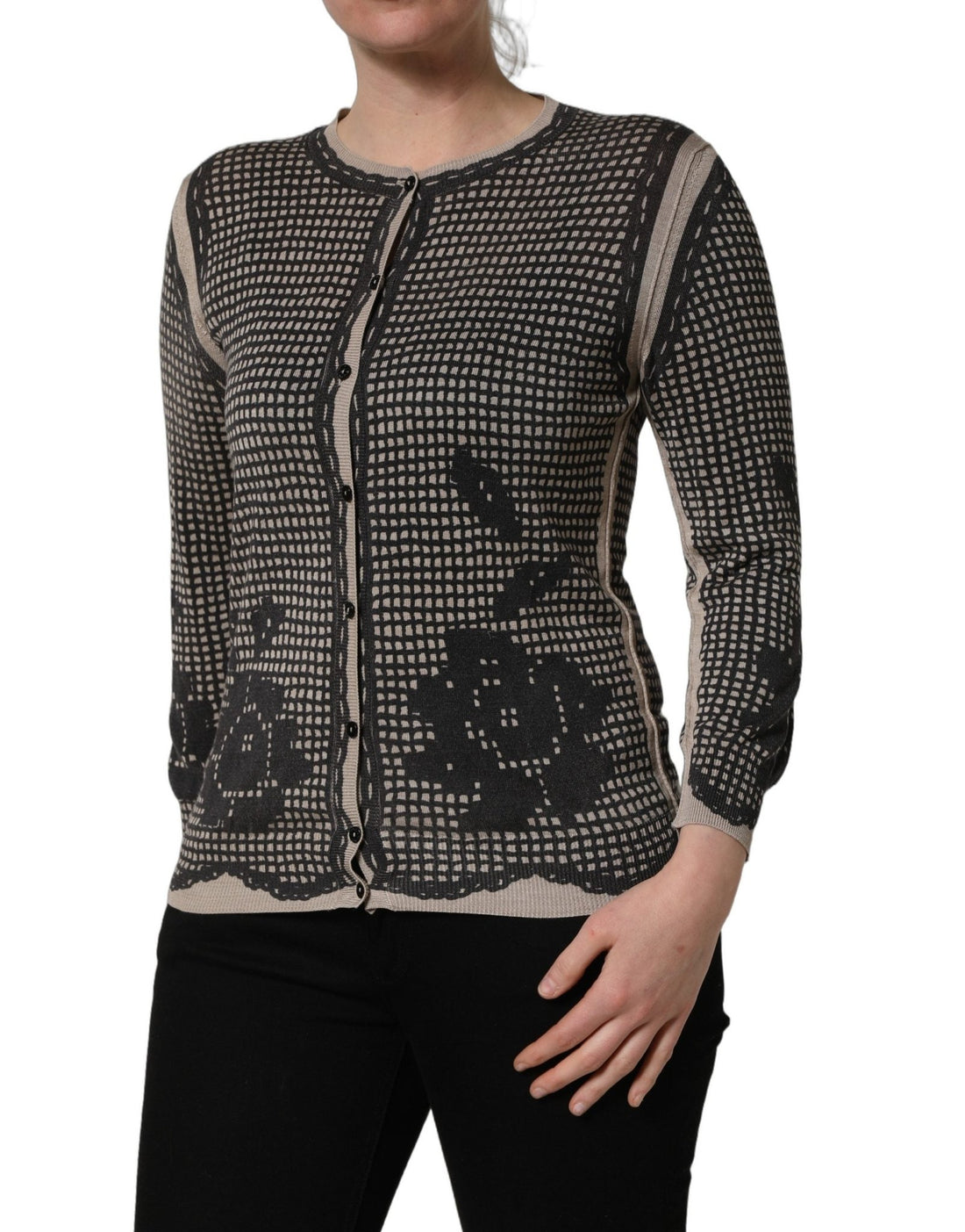 Dolce & Gabbana Black Floral Lace ButtonDownCardigan Sweater - RIMODA