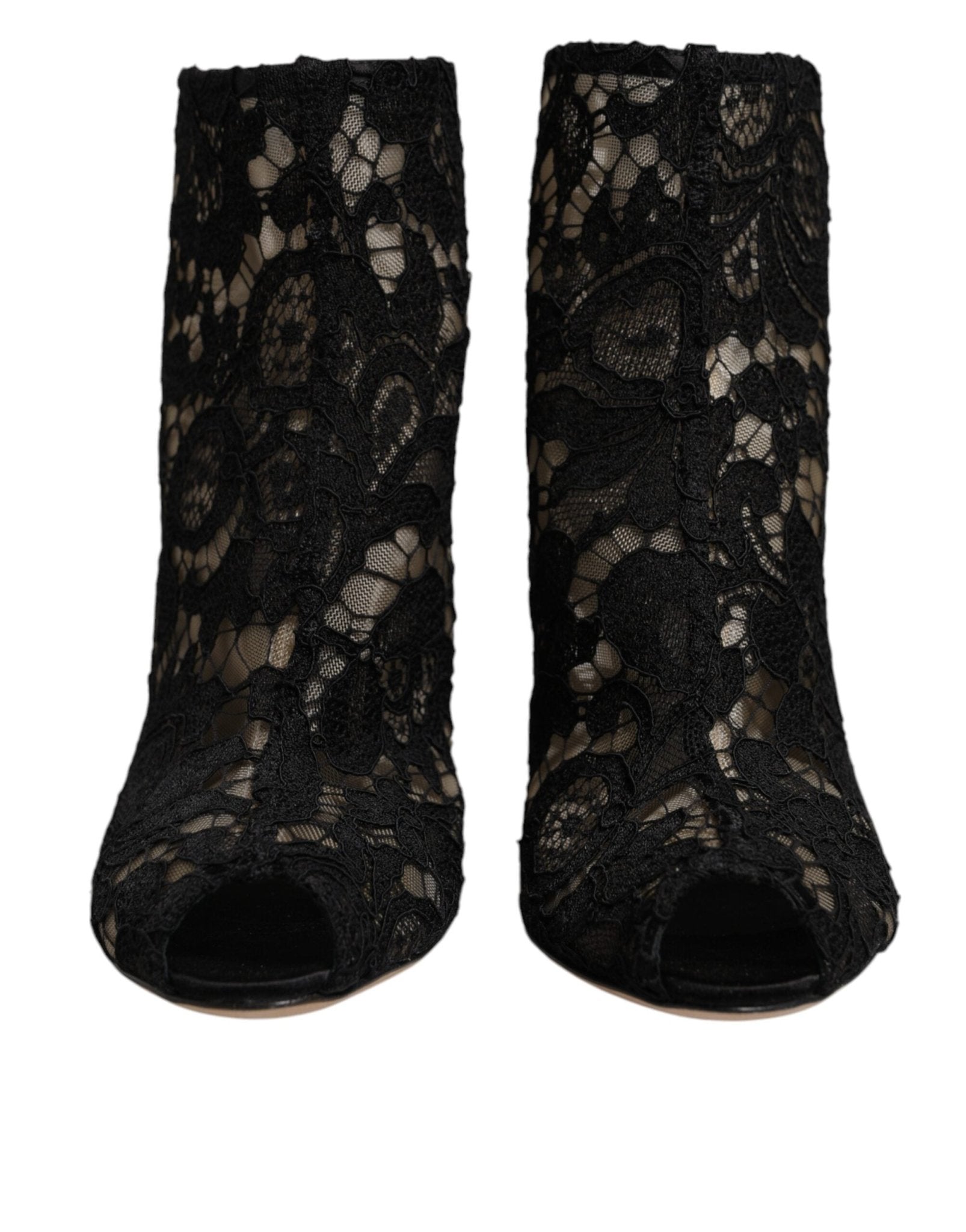 Dolce & Gabbana Black Floral Lace Heels Ankle Boots Shoes - RIMODA