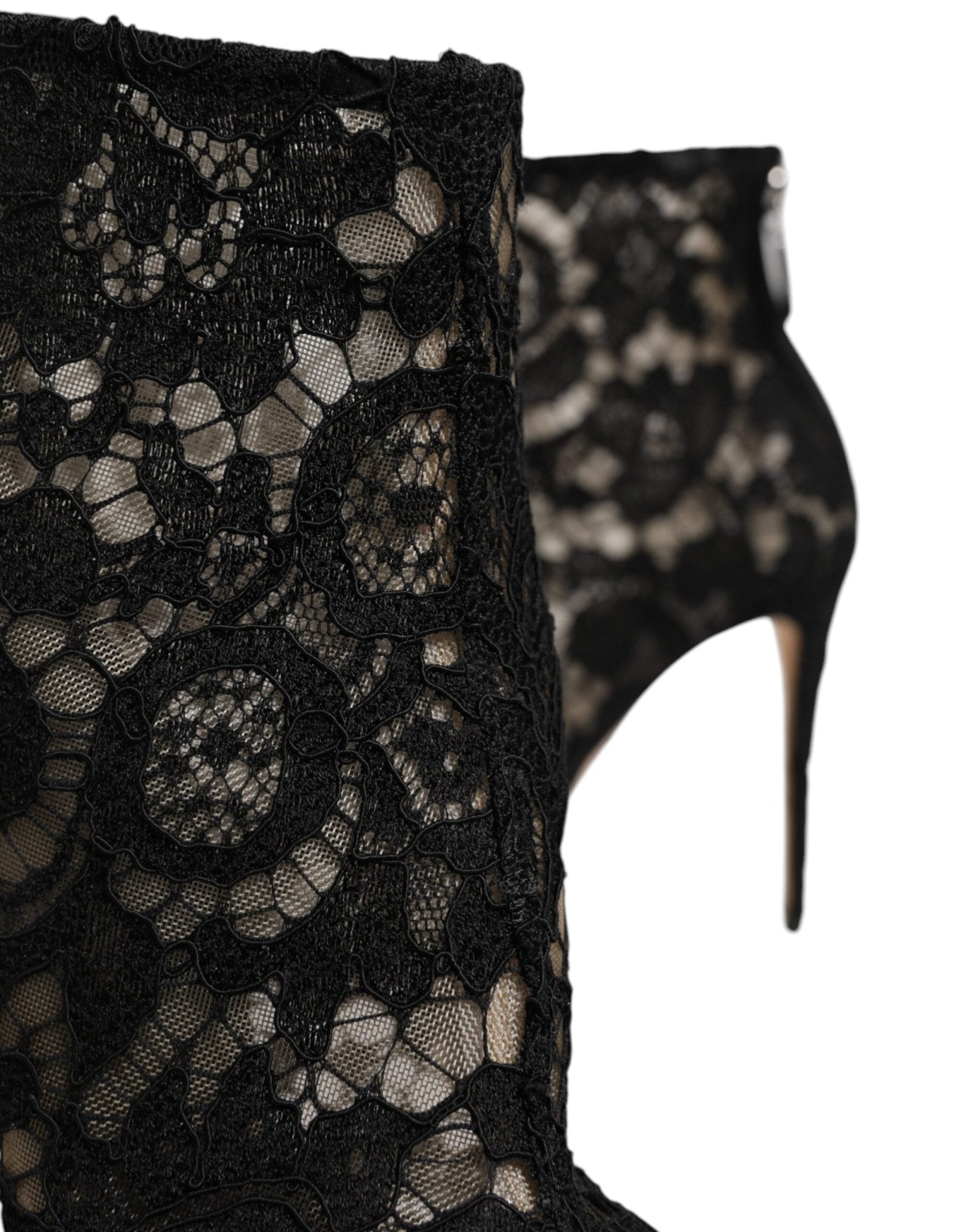 Dolce & Gabbana Black Floral Lace Heels Ankle Boots Shoes - RIMODA