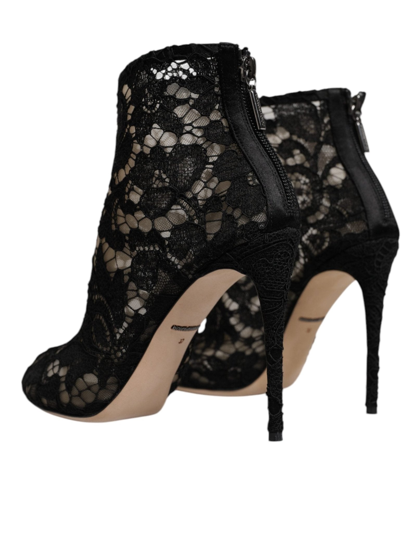 Dolce & Gabbana Black Floral Lace Heels Ankle Boots Shoes - RIMODA