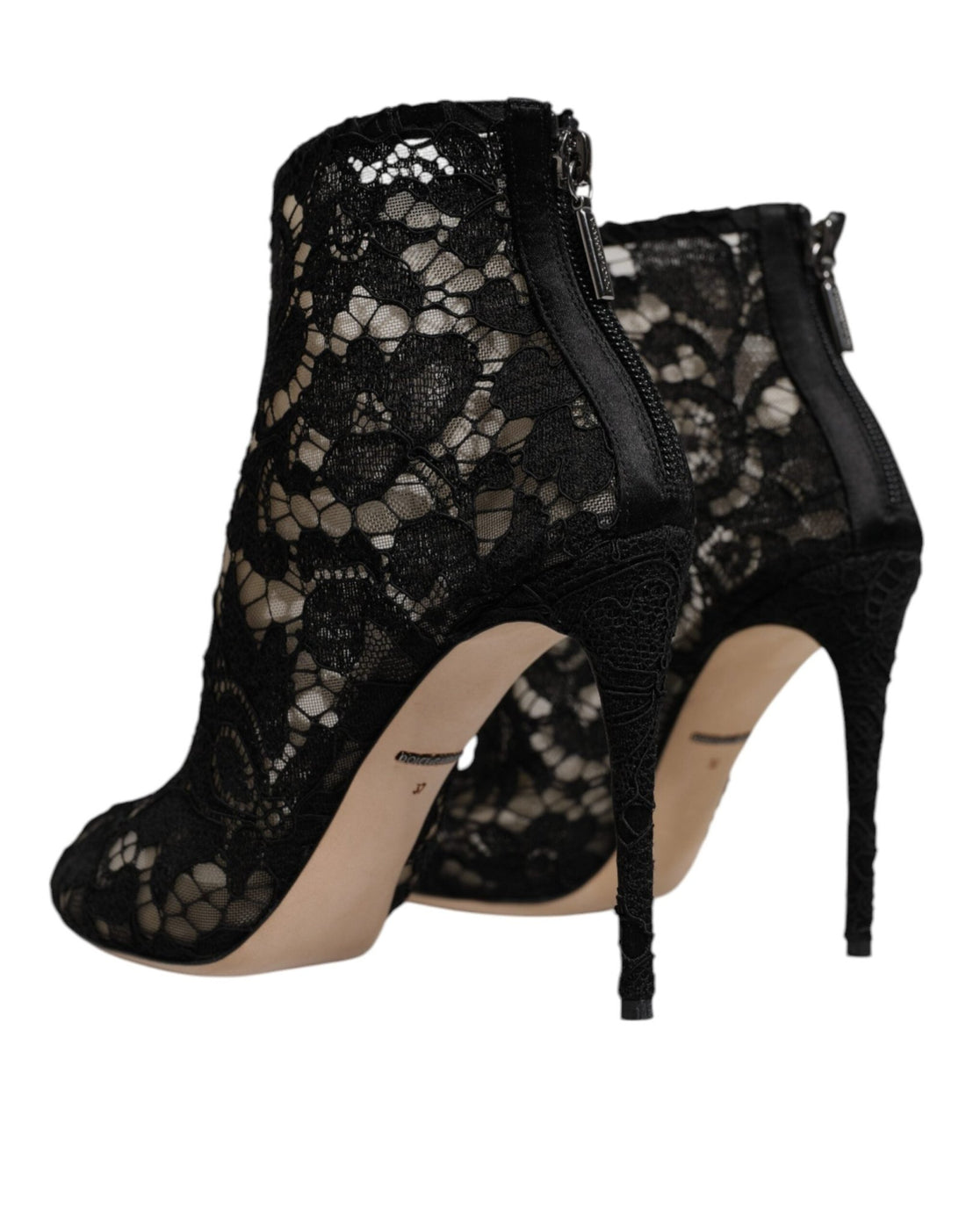 Dolce & Gabbana Black Floral Lace Heels Ankle Boots Shoes - RIMODA