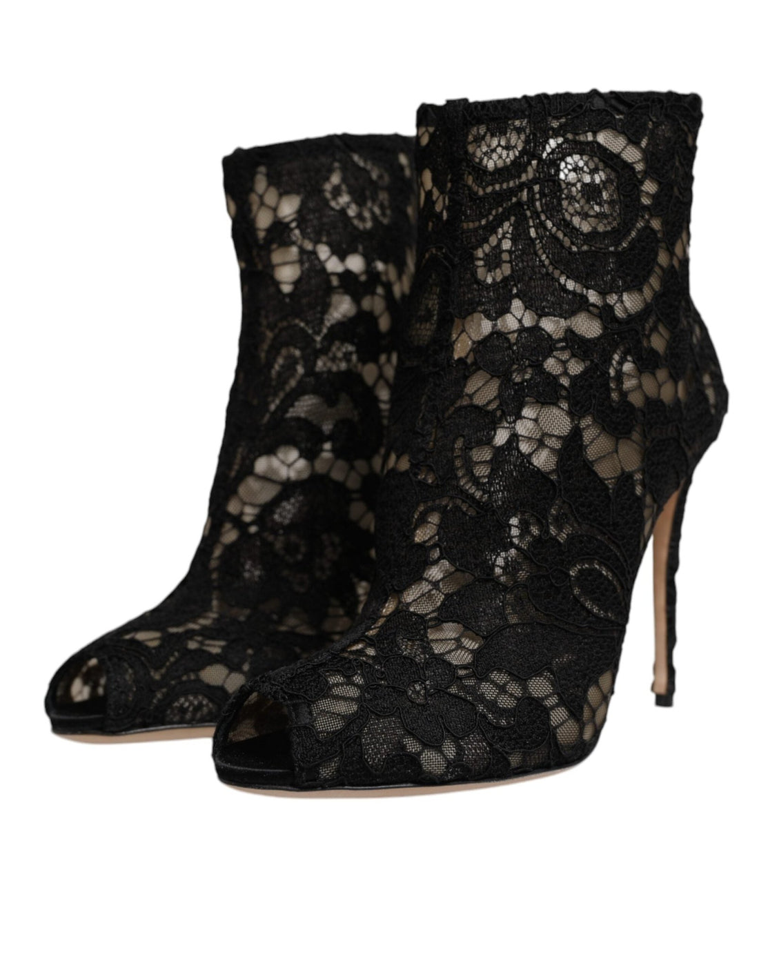 Dolce & Gabbana Black Floral Lace Heels Ankle Boots Shoes - RIMODA