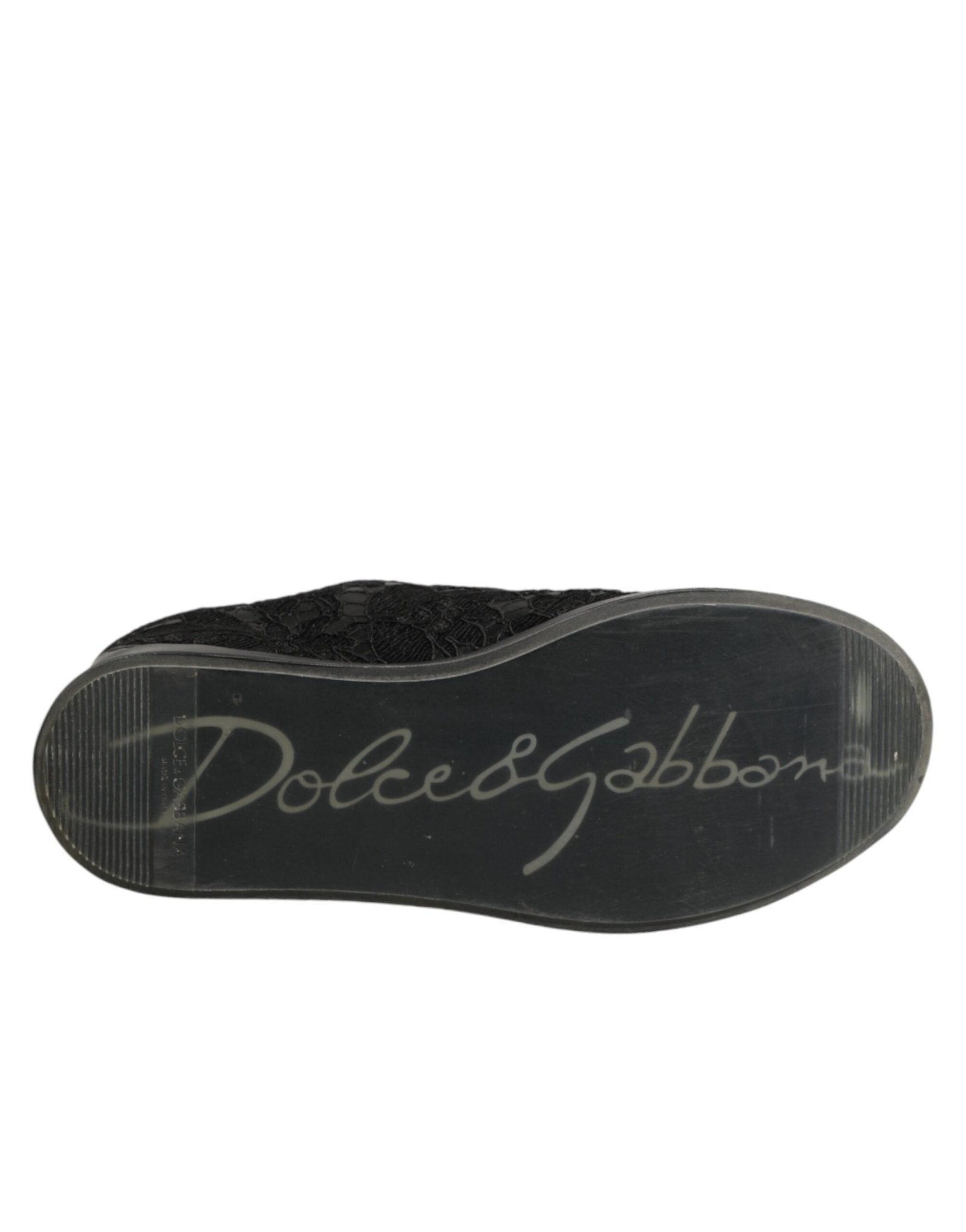 Dolce & Gabbana Black Floral Lace Low Top Sneaker Shoes - RIMODA