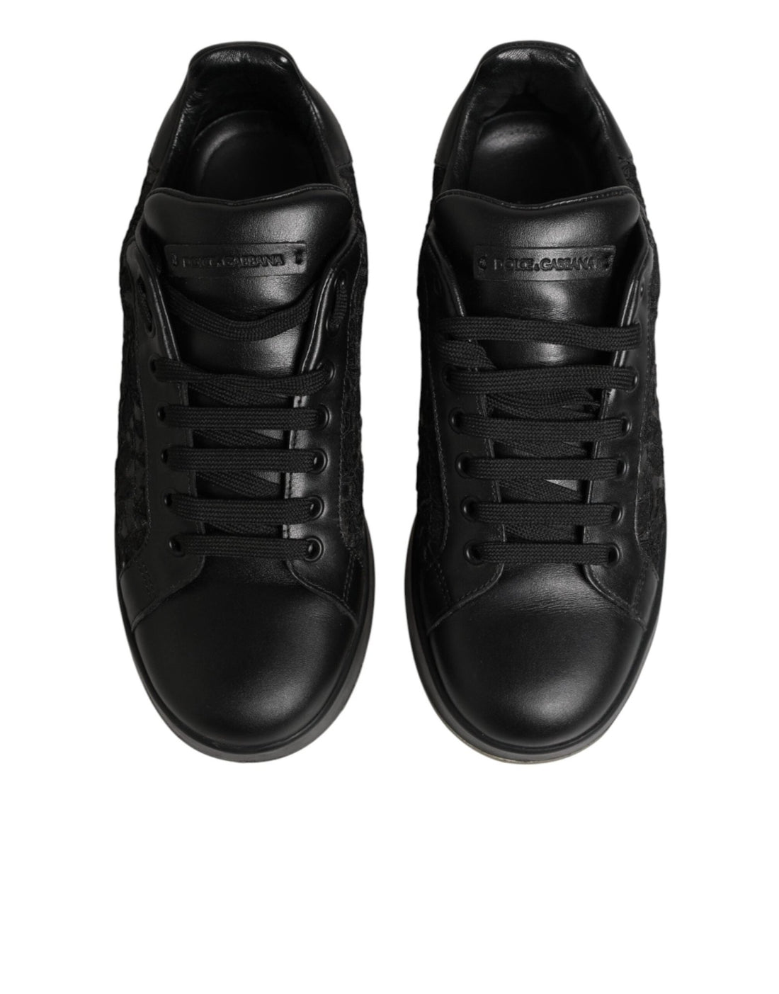 Dolce & Gabbana Black Floral Lace Low Top Sneaker Shoes - RIMODA