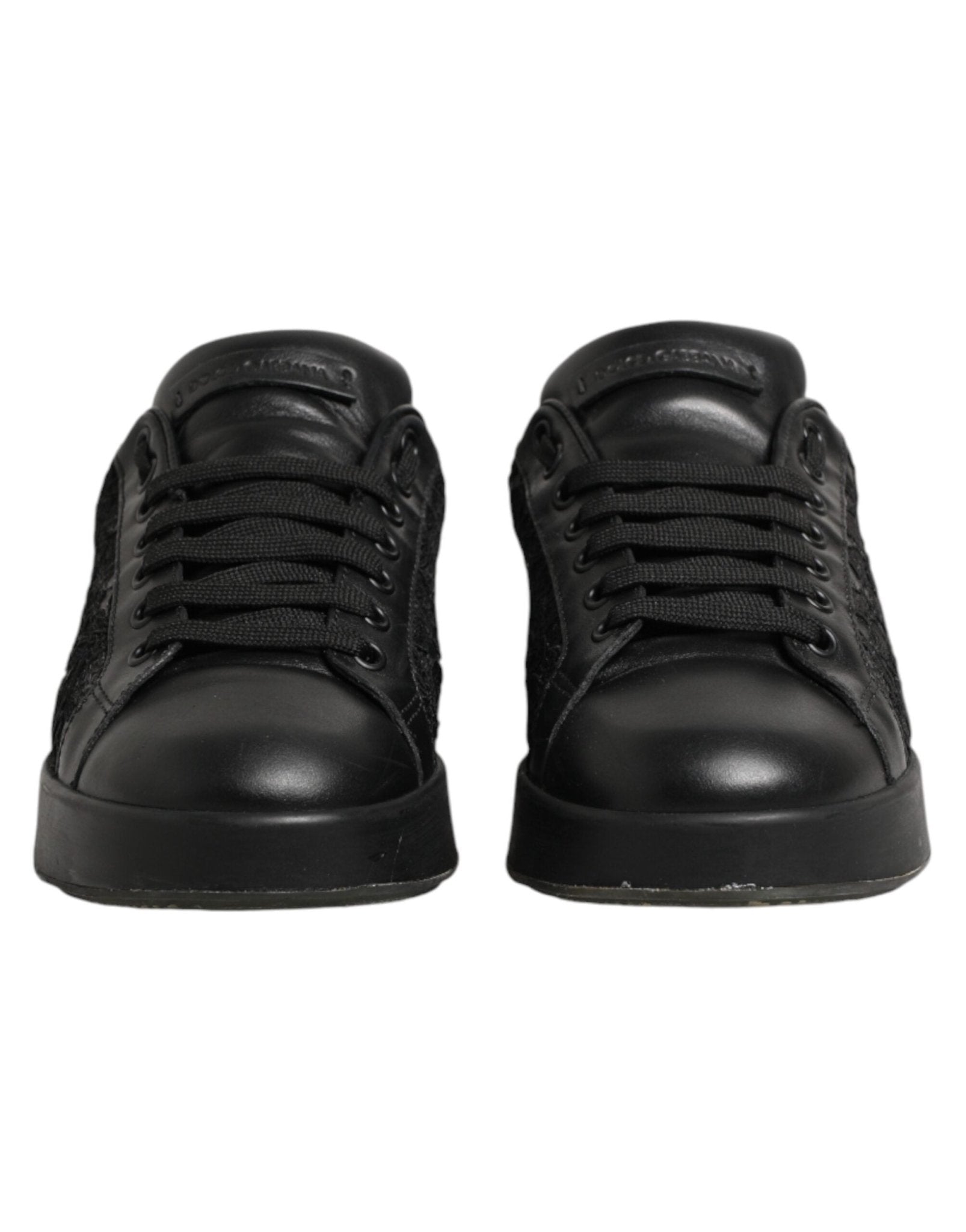 Dolce & Gabbana Black Floral Lace Low Top Sneakers Shoes - RIMODA