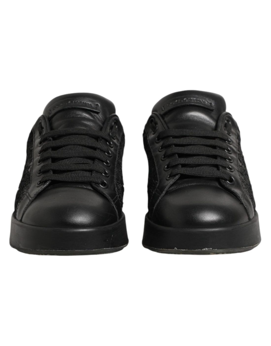 Dolce & Gabbana Black Floral Lace Low Top Sneakers Shoes - RIMODA