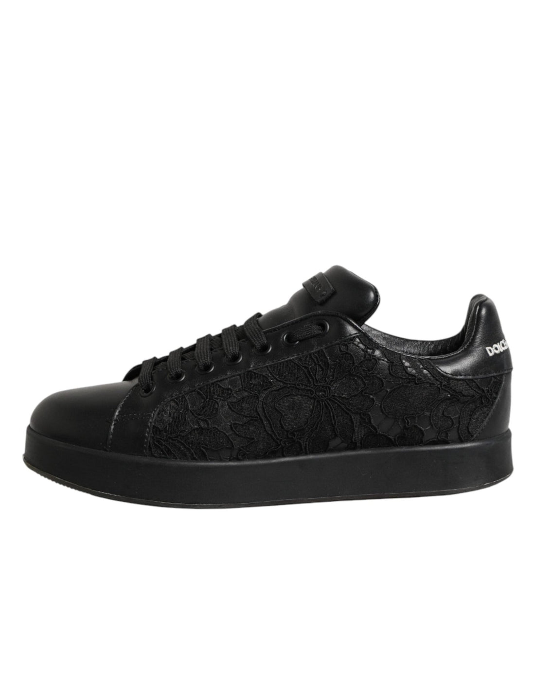Dolce & Gabbana Black Floral Lace Low Top Sneakers Shoes - RIMODA