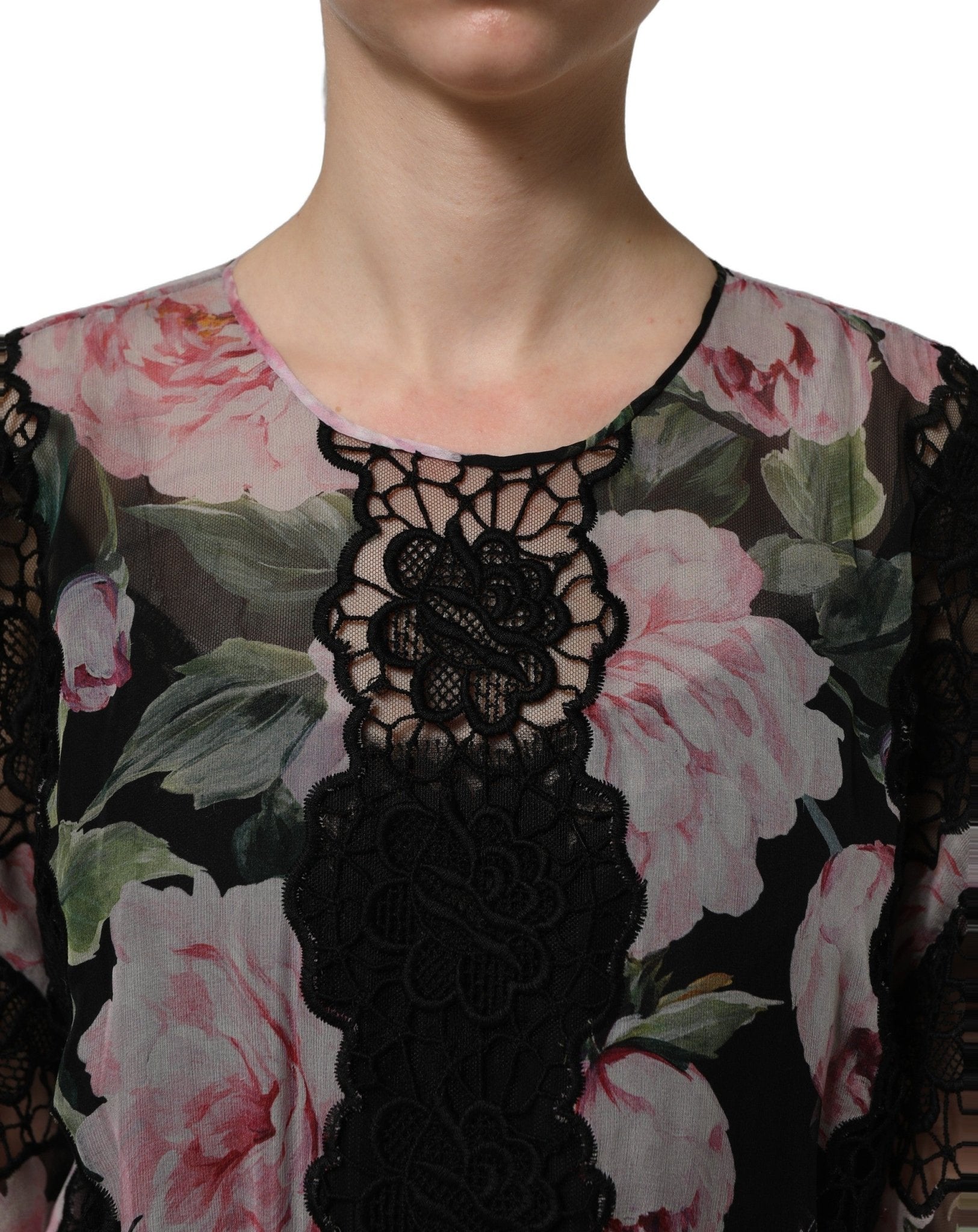 Dolce & Gabbana Black Floral Print Cotton Lace Maxi Dress - RIMODA