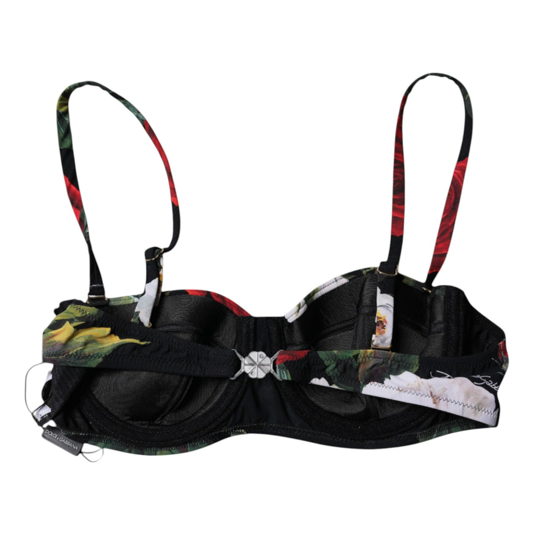 Dolce & Gabbana Black Floral Print Nylon Balconcino Bra Underwear - RIMODA
