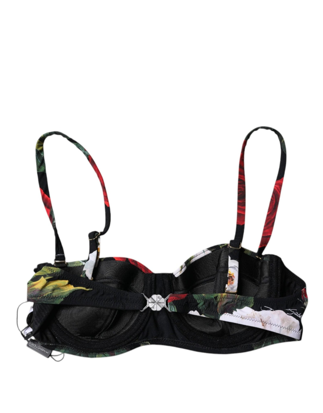 Dolce & Gabbana Black Floral Print Nylon Balconcino Bra Underwear - RIMODA