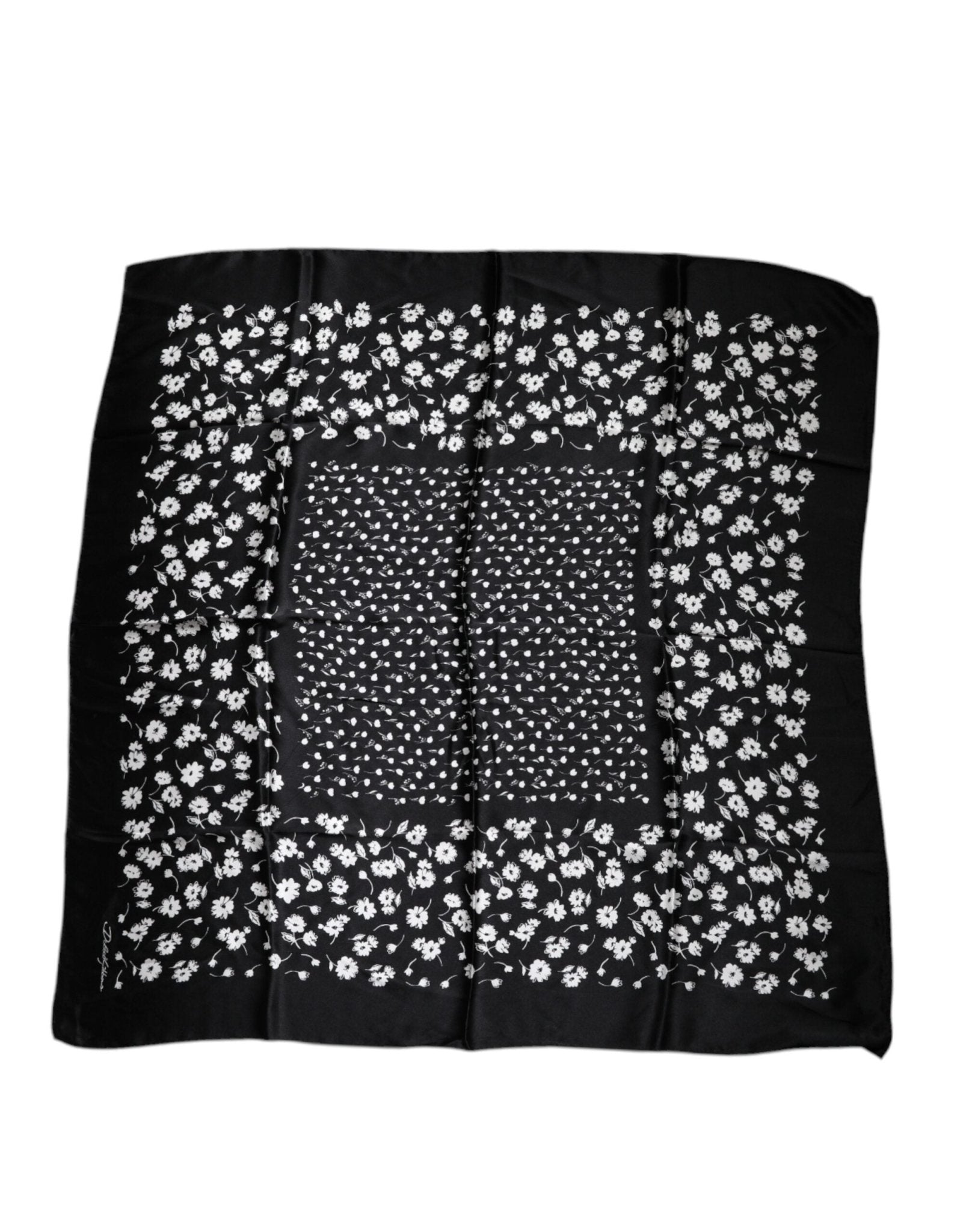 Dolce & Gabbana Black Floral Silk Square Wrap Shawl Scarf - RIMODA