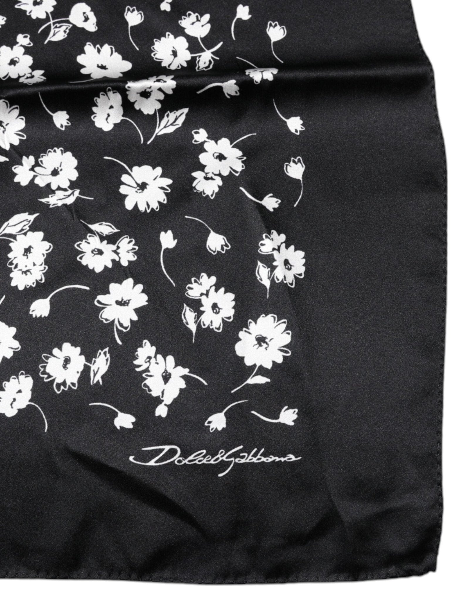 Dolce & Gabbana Black Floral Silk Square Wrap Shawl Scarf - RIMODA