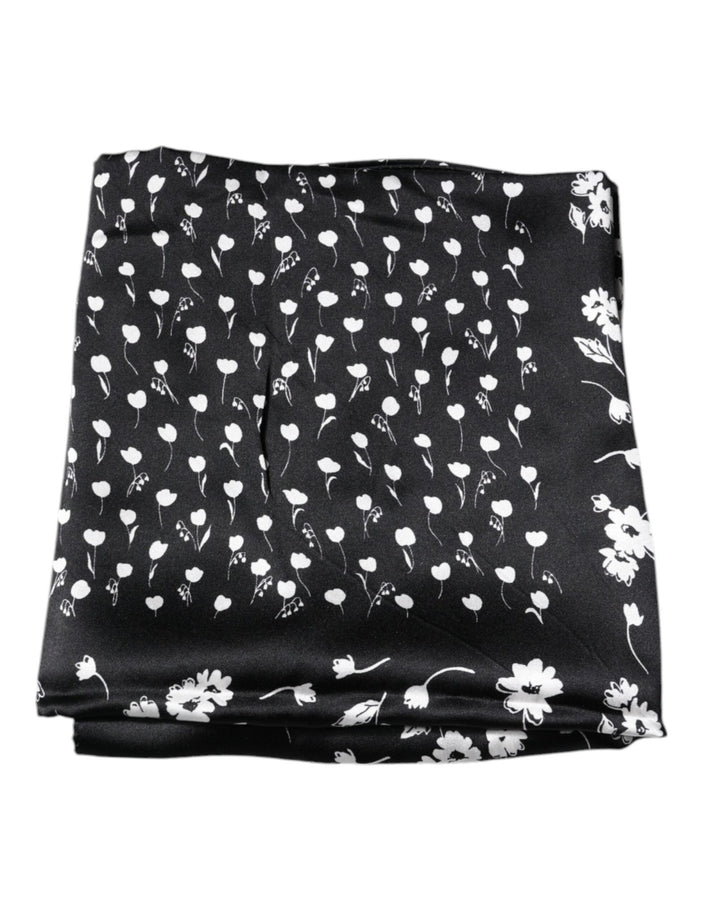 Dolce & Gabbana Black Floral Silk Square Wrap Shawl Scarf - RIMODA