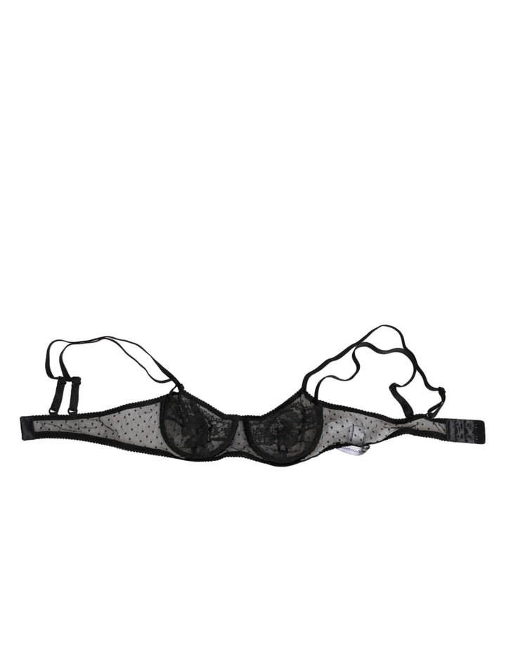 Dolce & Gabbana Black Floral Underwired Balconette Bra Underwear - RIMODA
