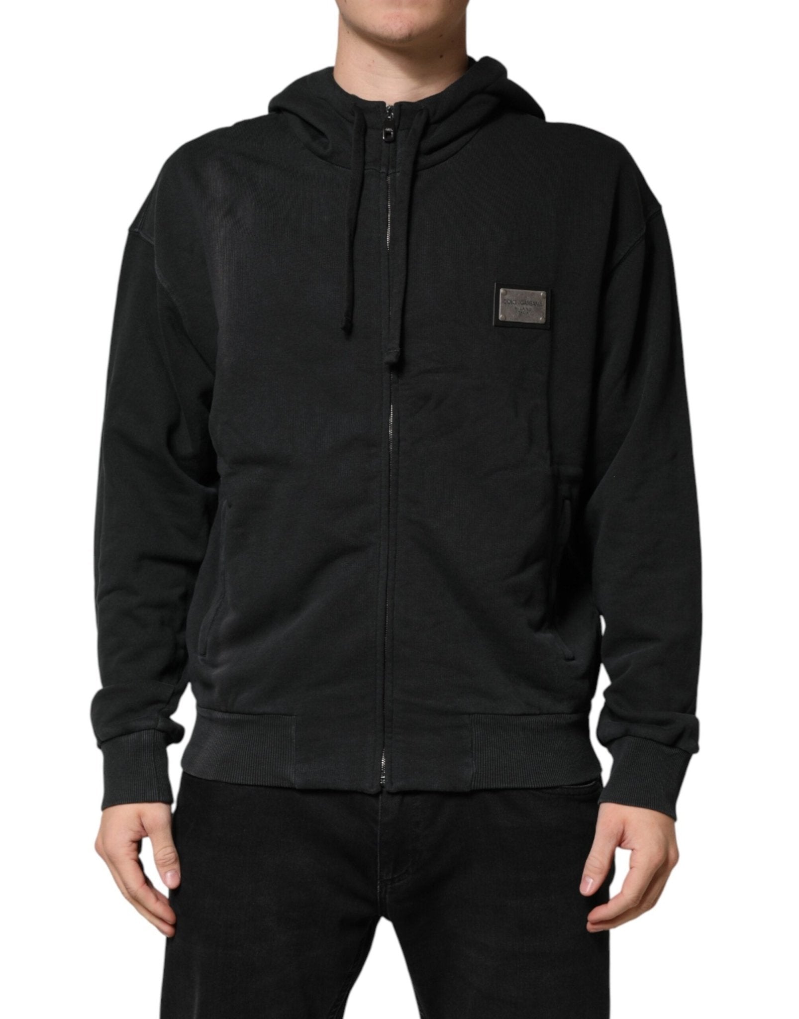 Dolce & Gabbana Black Full Zip Hooded Men Sweatshirt Sweater - RIMODA