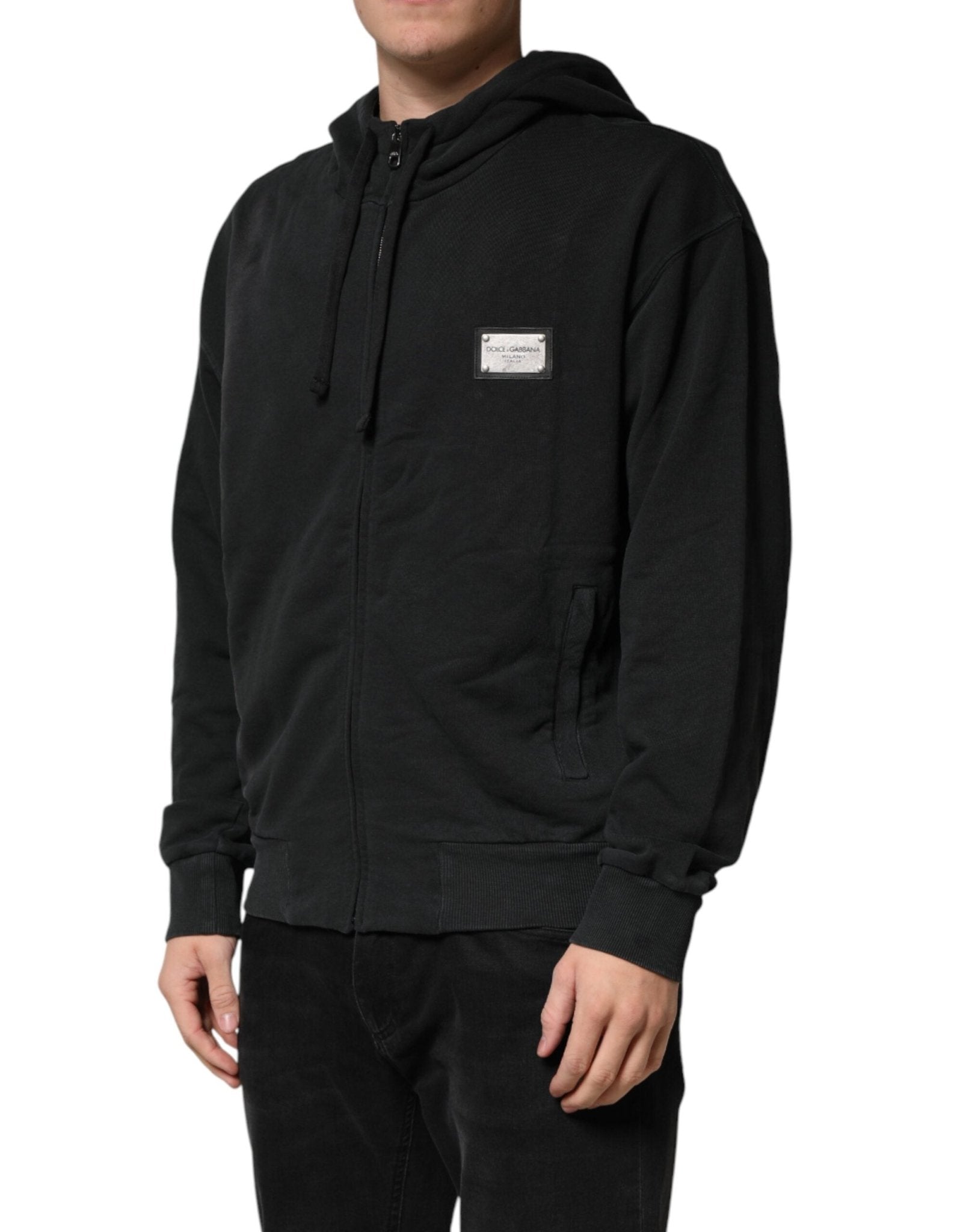 Dolce & Gabbana Black Full Zip Hooded Men Sweatshirt Sweater - RIMODA